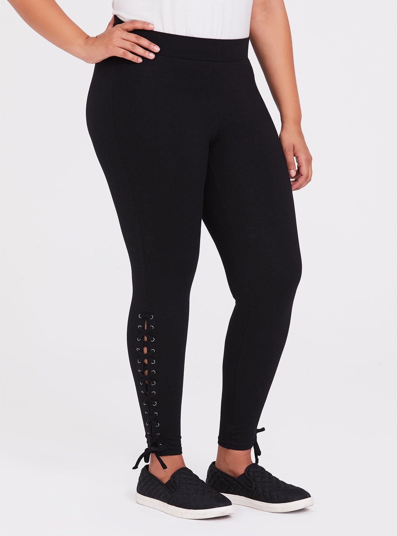 Lace Up High-Waist Legging in Black