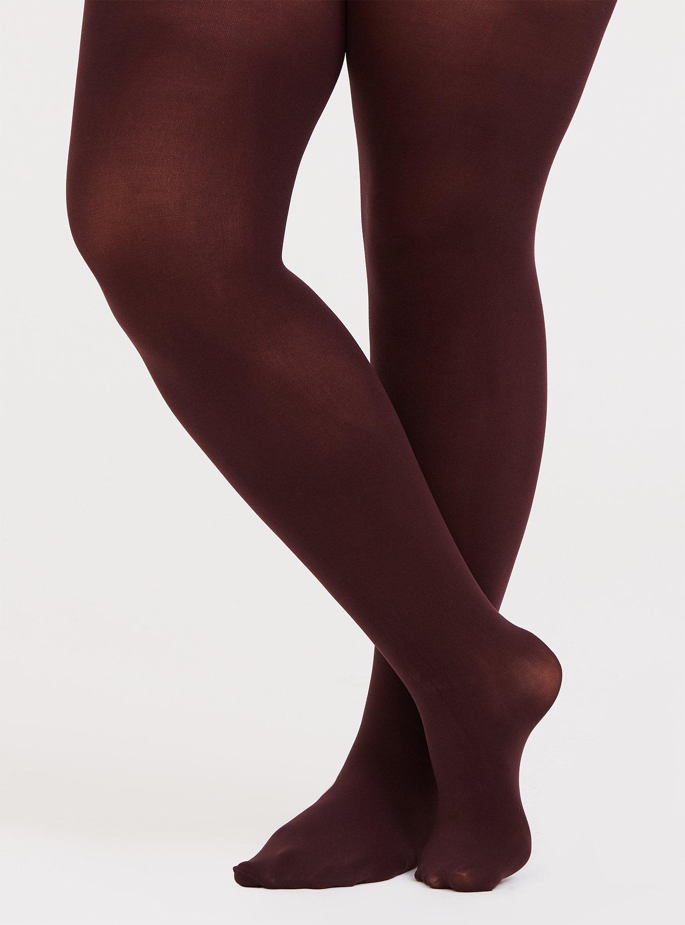 Women's Donna Karan Allover Lace Tights Size Small Claret/Bordeaux Burgundy