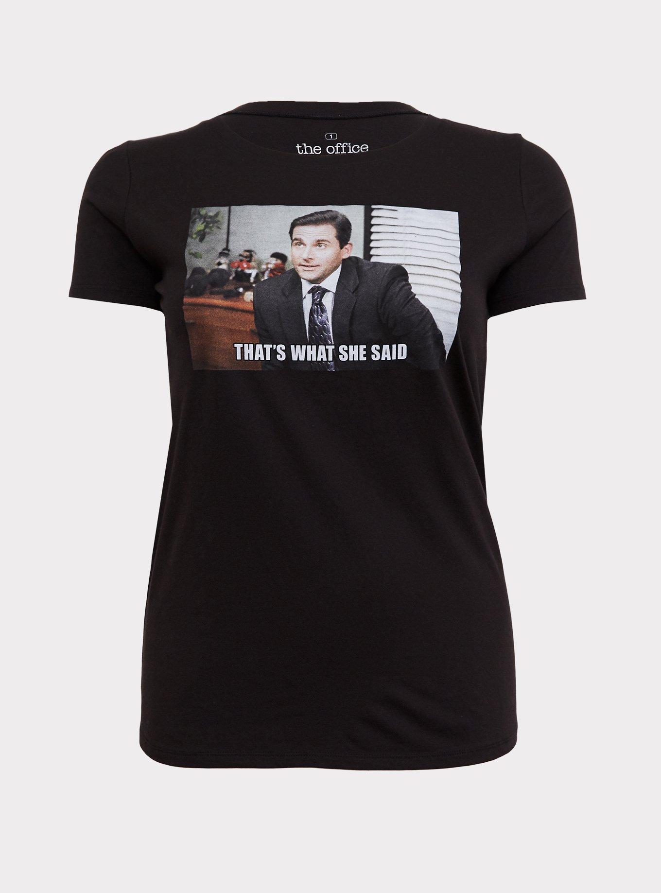 Plus Size - The Office That's What She Said Black Slim Fit Crew Tee ...