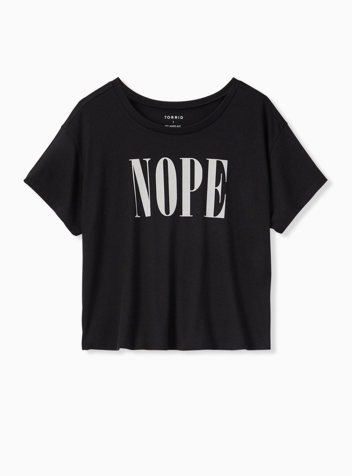 Plus Size Nope Black Crop Tee, , hi-res