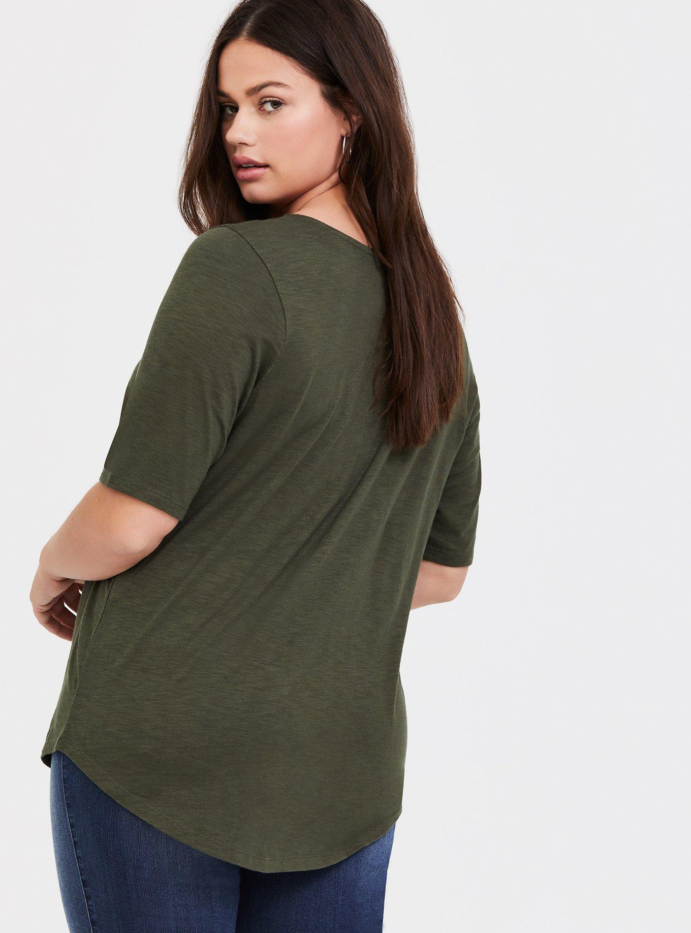 Plus Size Disney Tangled Snuggly Duckling Olive Green Lace-Up Top, DEEP DEPTHS, alternate
