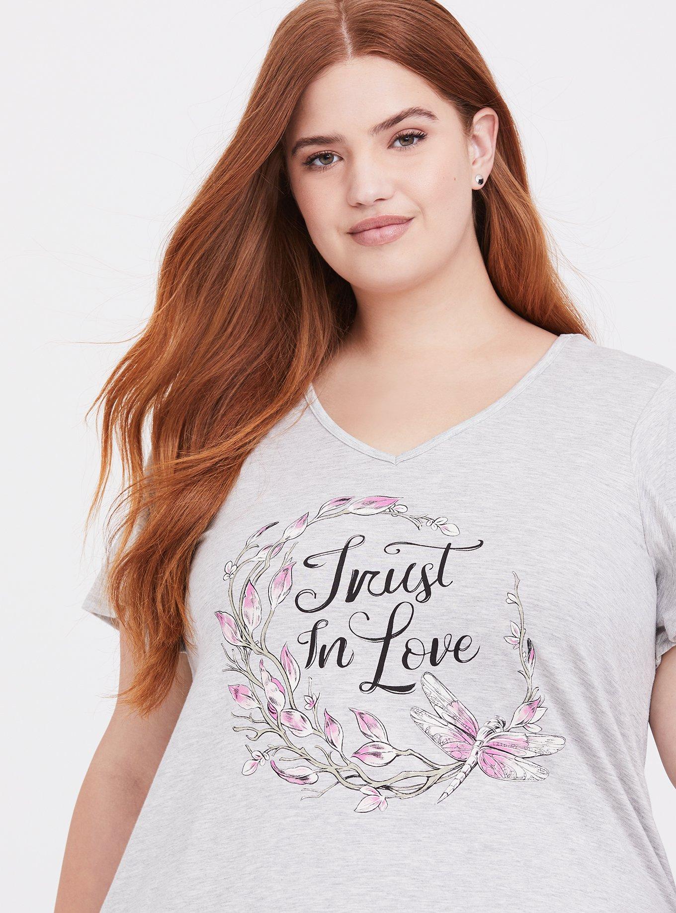 Plus Size Her Universe Disney Maleficent 2 Aurora Light Grey Scallop Lace Top, HEATHER GREY, hi-res