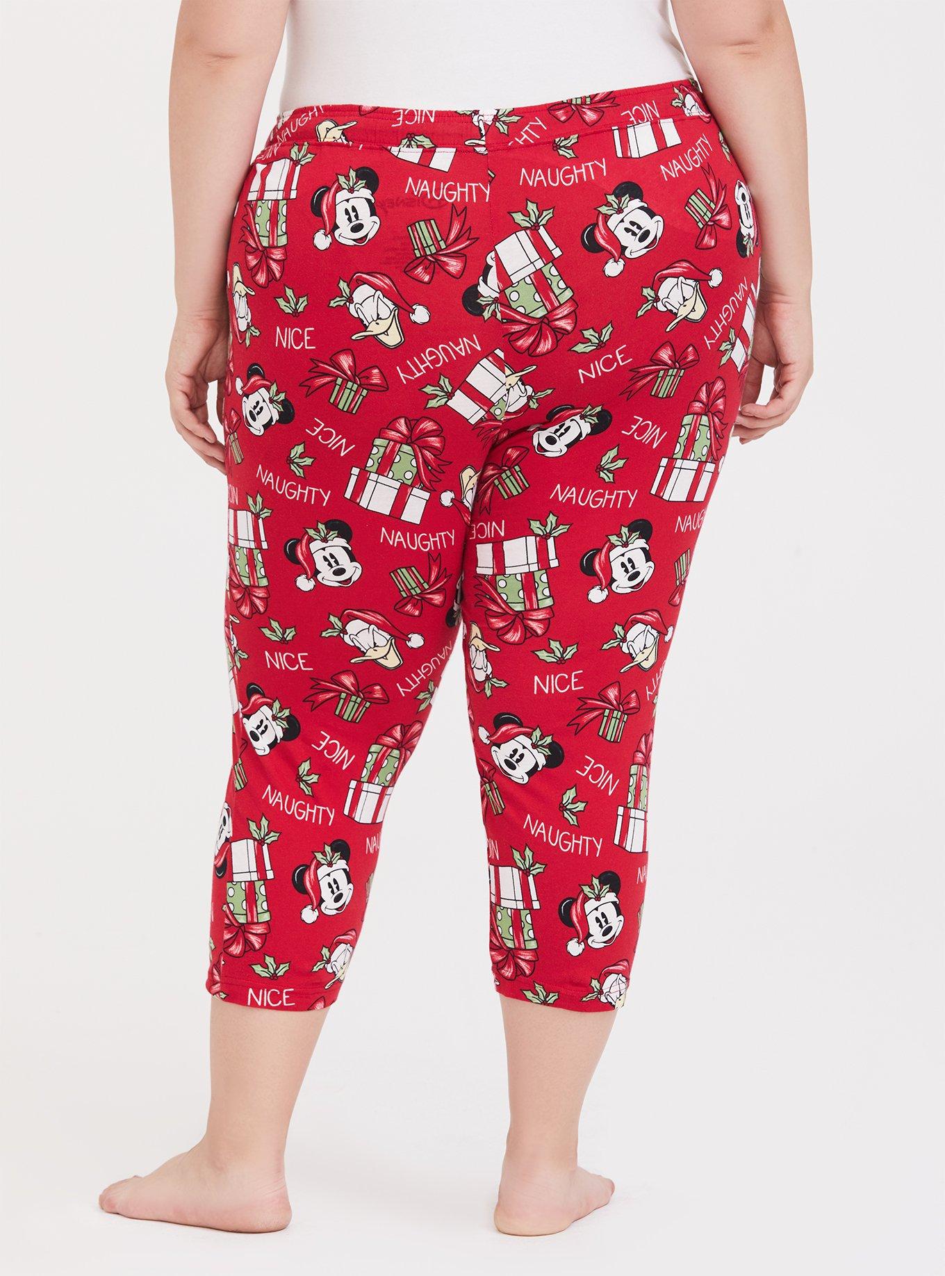 Plus Size Disney Holiday Mickey Mouse & Donald Duck Red Drawstring Crop Sleep Pant, MULTI, alternate