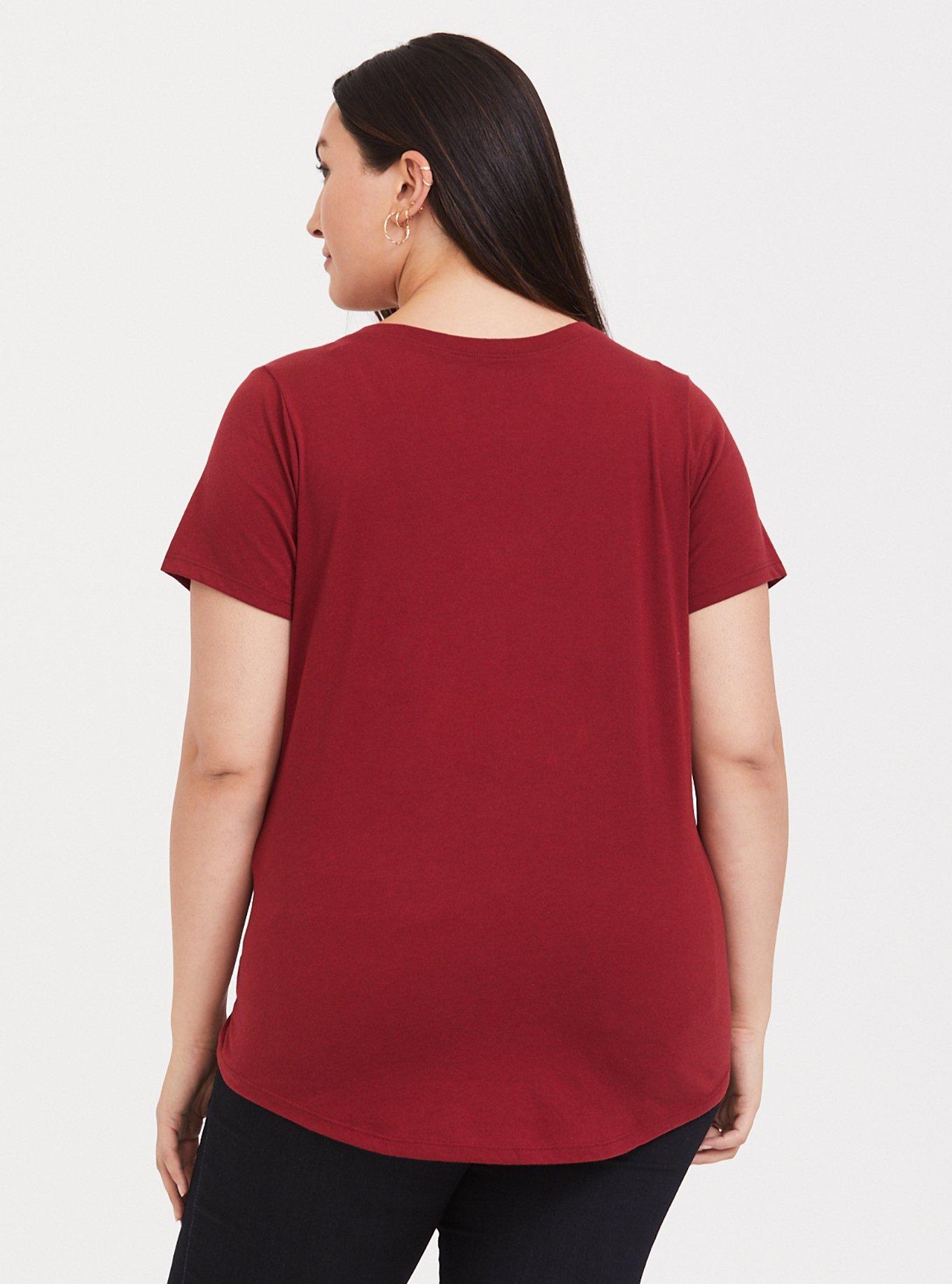 Plus Size Inspire Self Love Dark Red Classic Fit V-Neck Tee, BIKING RED, alternate