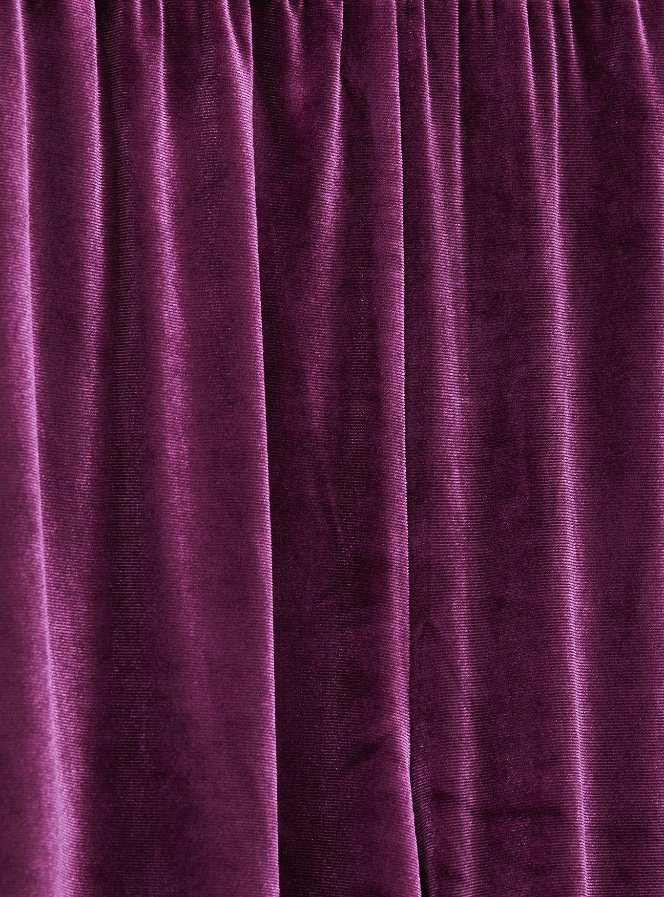 Burgundy Purple Velvet Culotte Pant, , alternate