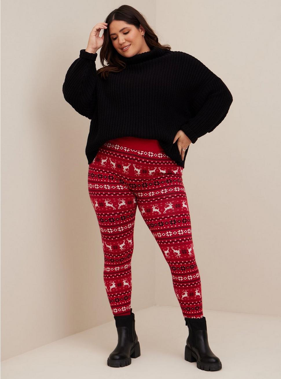 Full Length Signature Waist Sweater Legging, RED, hi-res