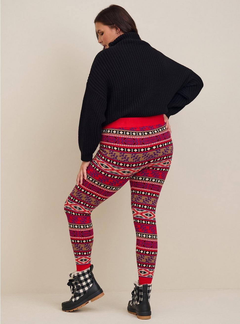 Plus Size Full Length Signature Waist Sweater Legging, TEA BERRY, alternate