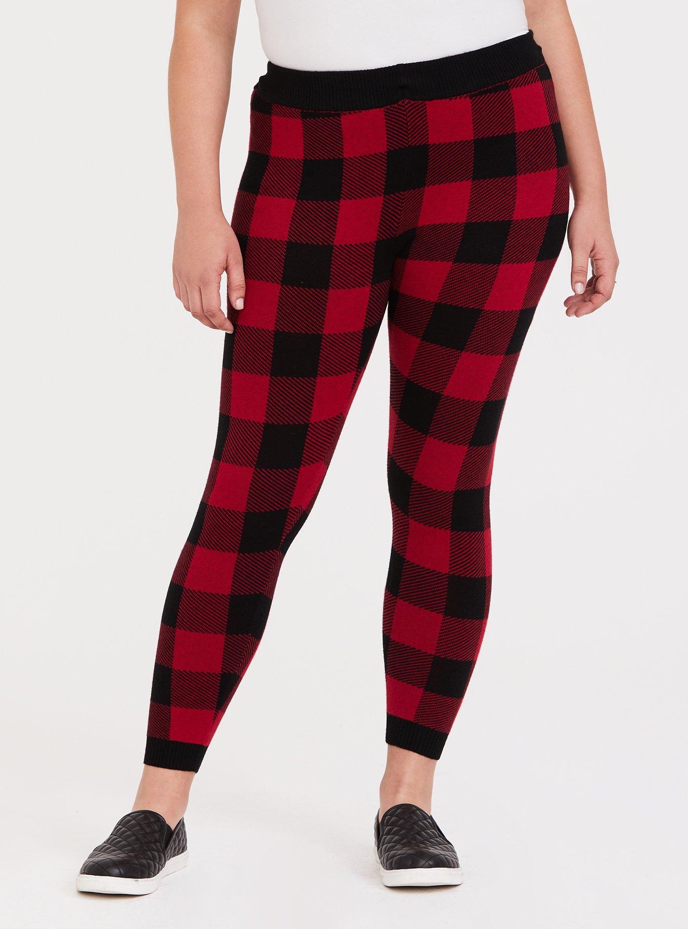 Red Plaid Tights Plus Size