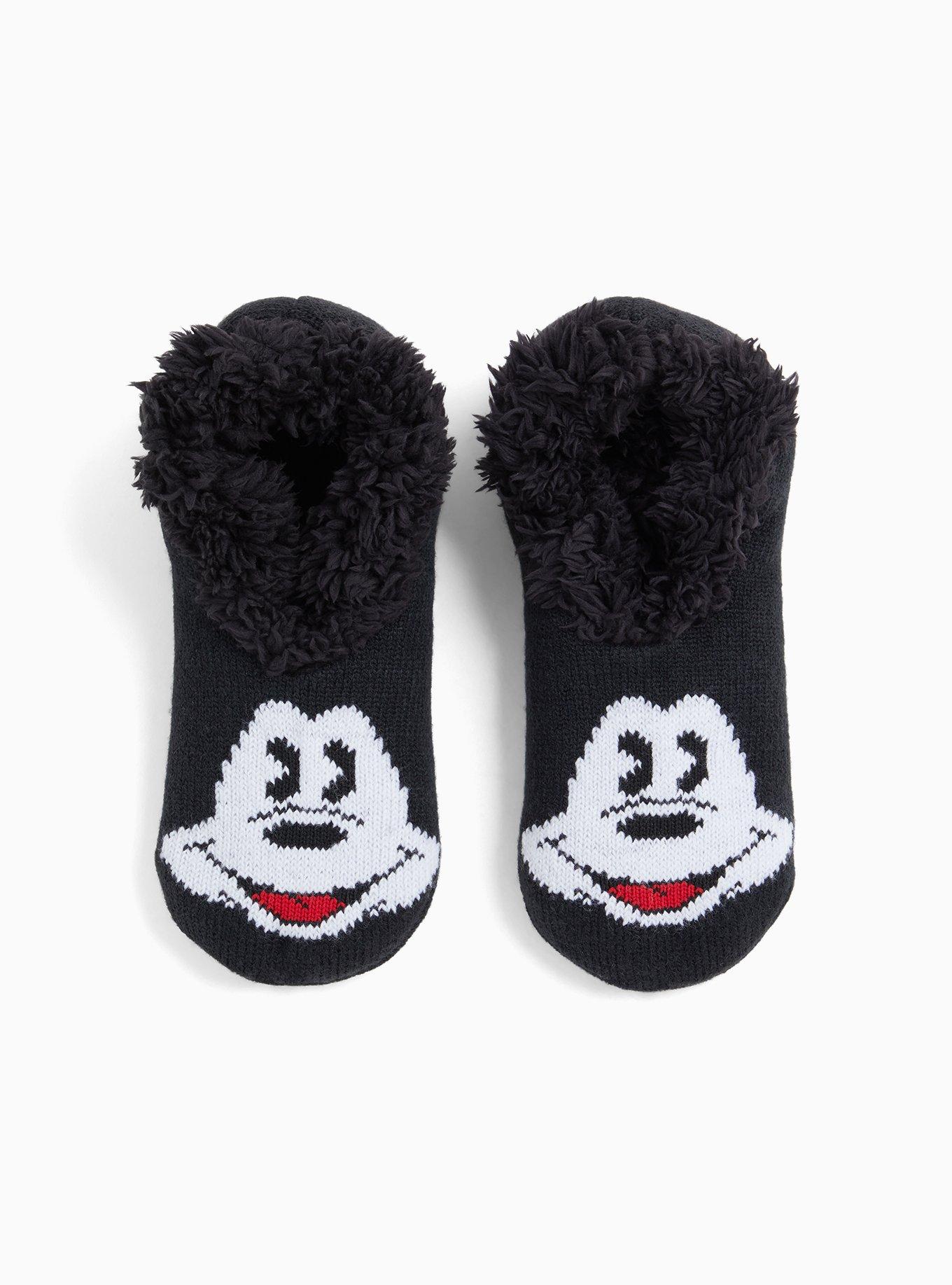 Disney Mickey Mouse Black Knit Slipper Socks, BLACK, hi-res