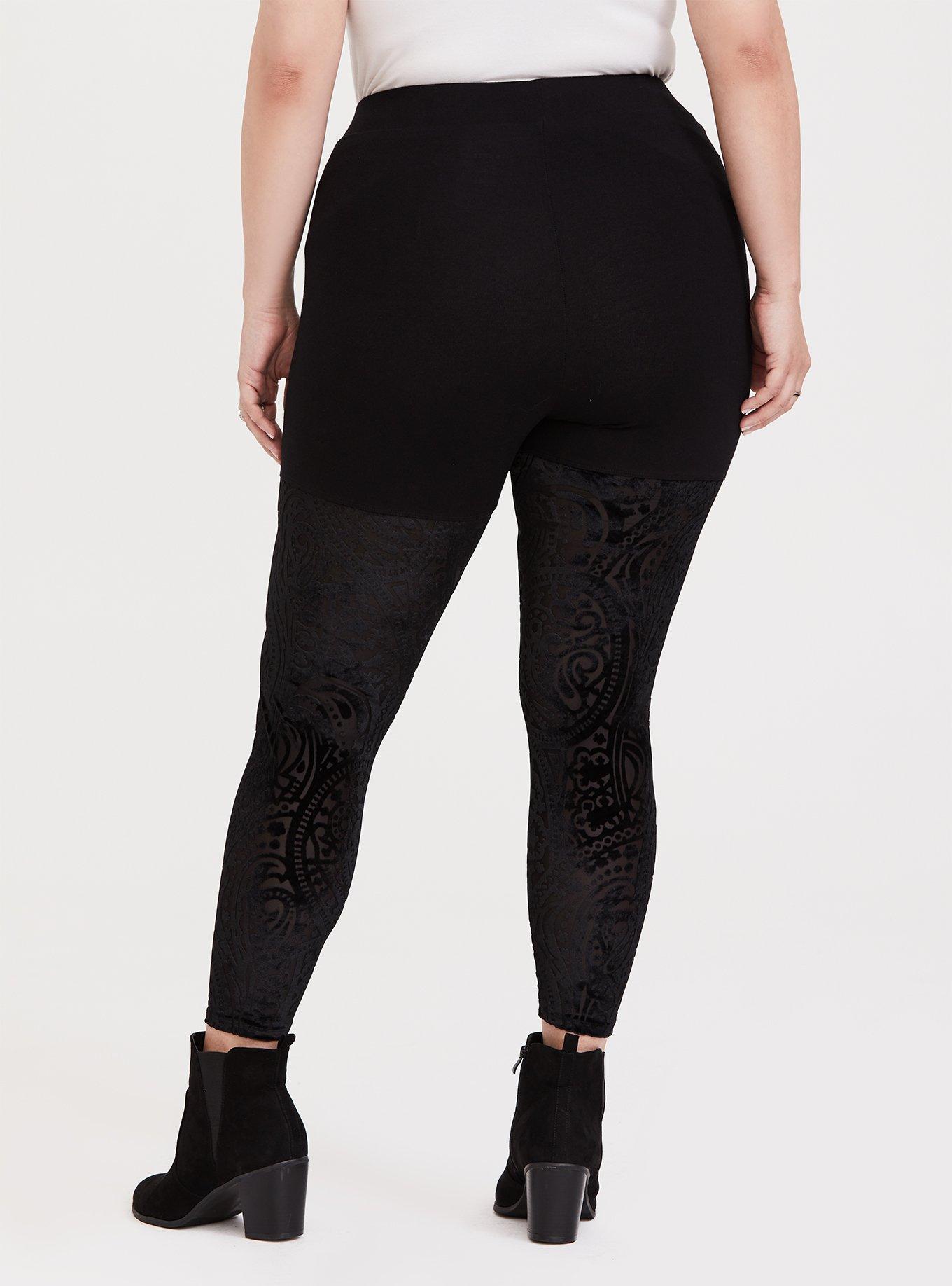 Black Velvet Burnout Legging, BLACK, alternate