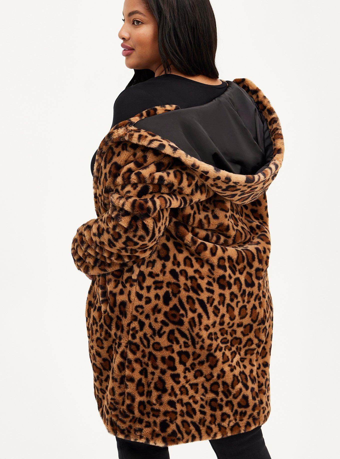 Hooded leopard cheap coat