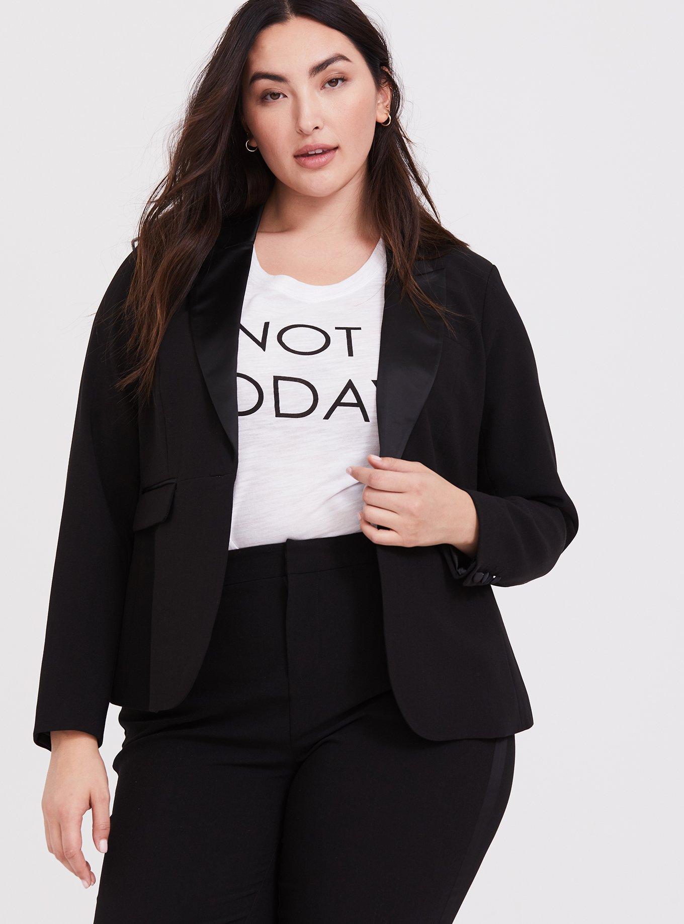 Plus size 2025 tuxedo blazer