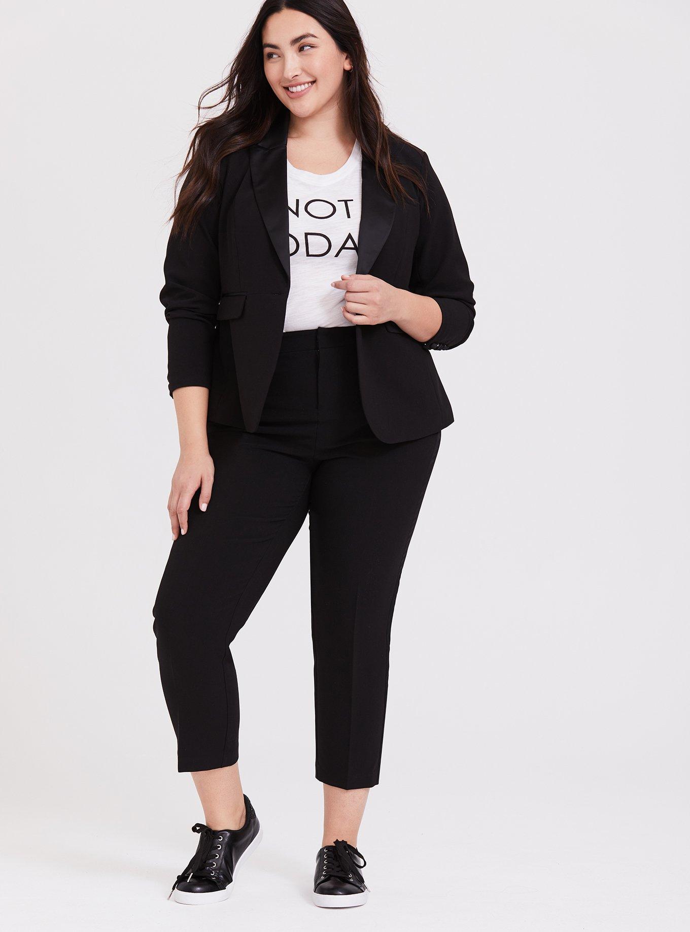 Women's Plus Size Plus Size Suit N Tie Jacket - black