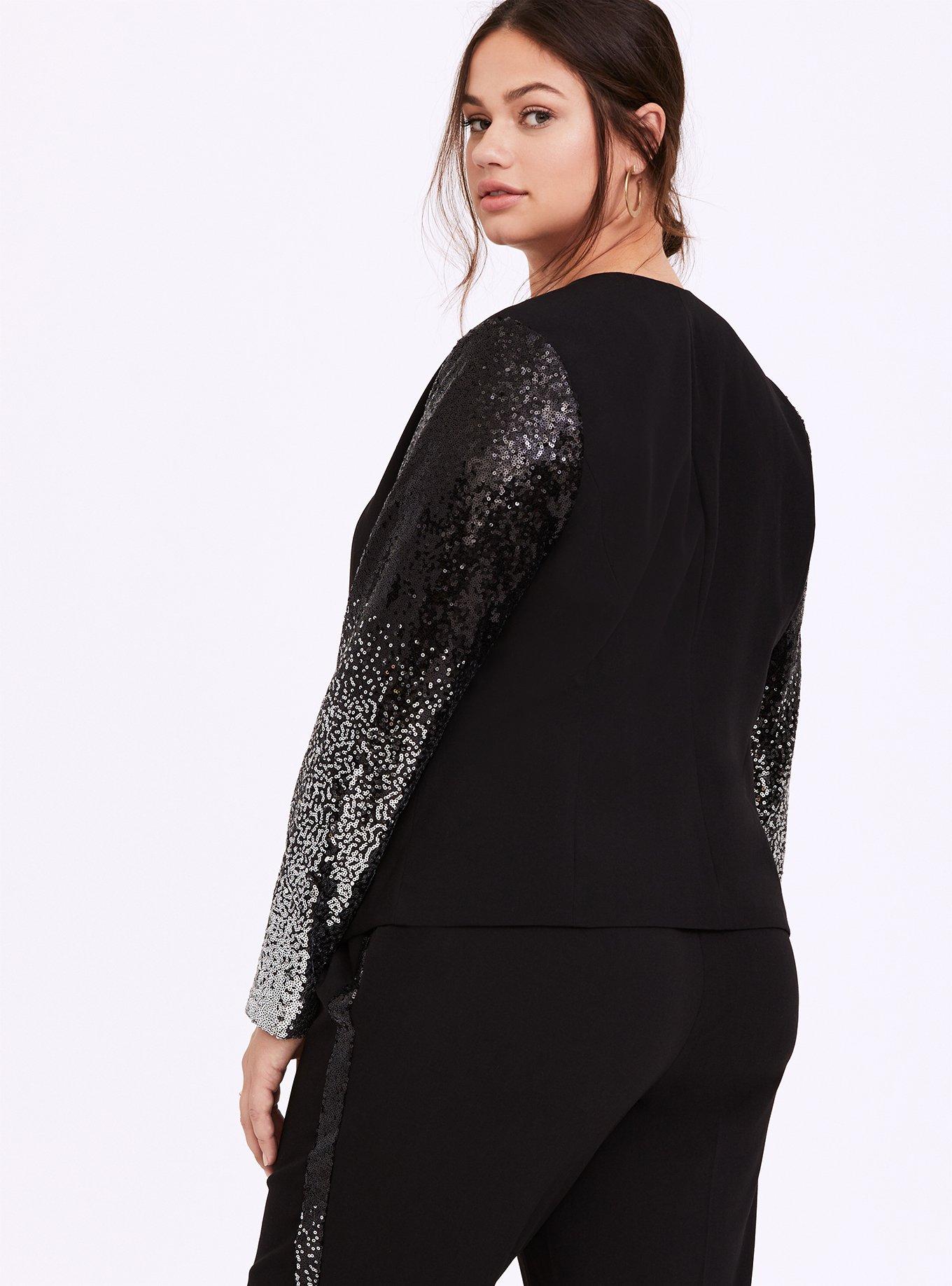 Plus Size - Black & Silver Sequin Zip Hoodie - Torrid