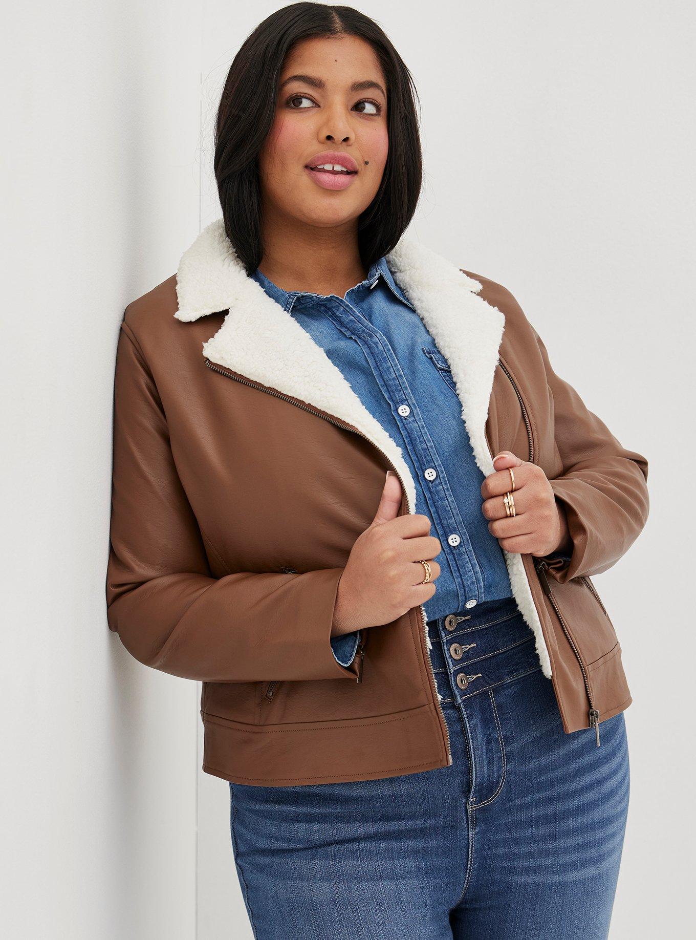 Plus Size - Faux Leather Asymmetrical Moto Jacket - Torrid