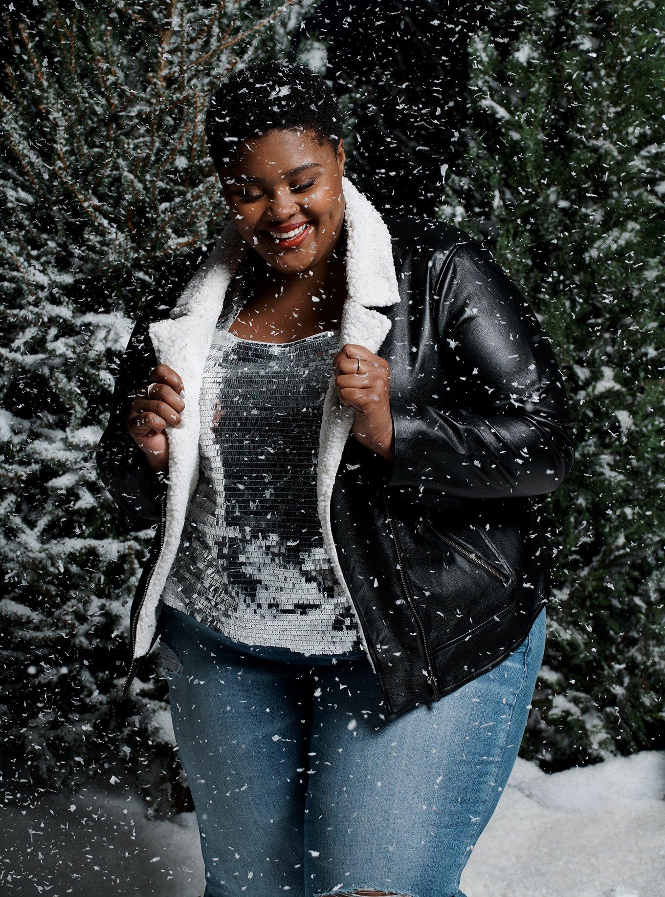 Plus size white shop faux leather jacket