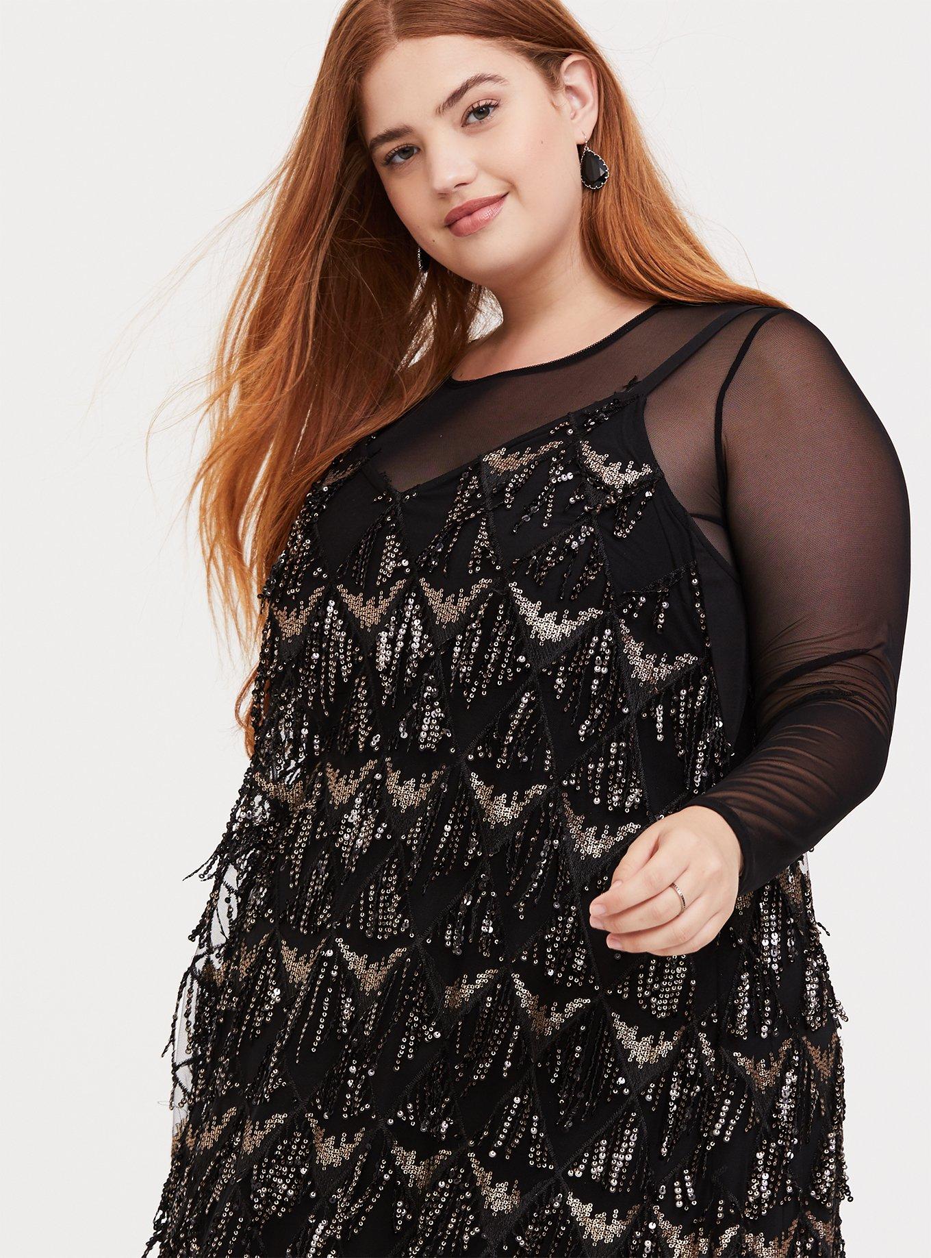 Plus Size Mini Sequin Fringe Dress Torrid