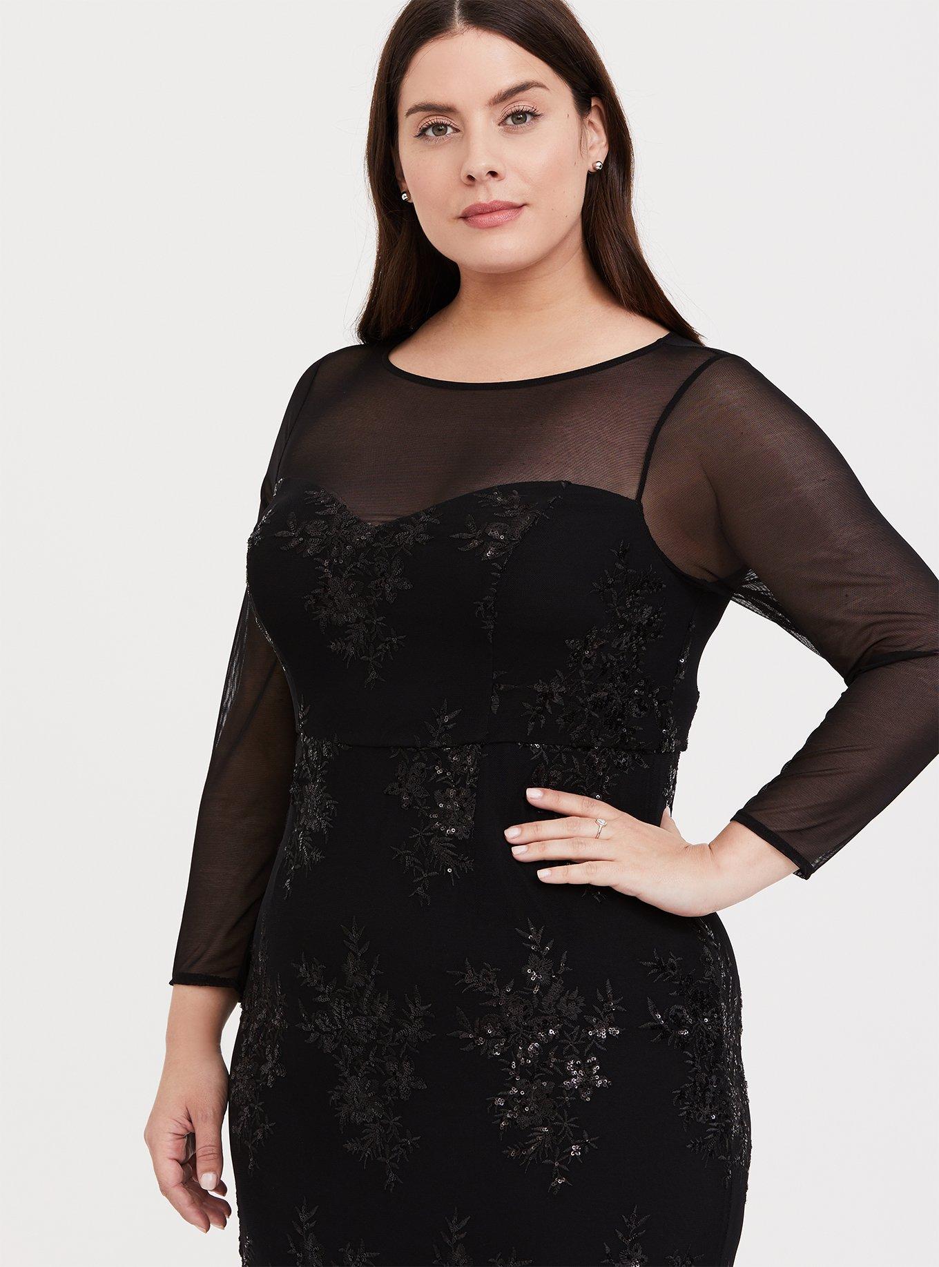 Plus Size - Special Occasion Black Sequin & Mesh Gown - Torrid