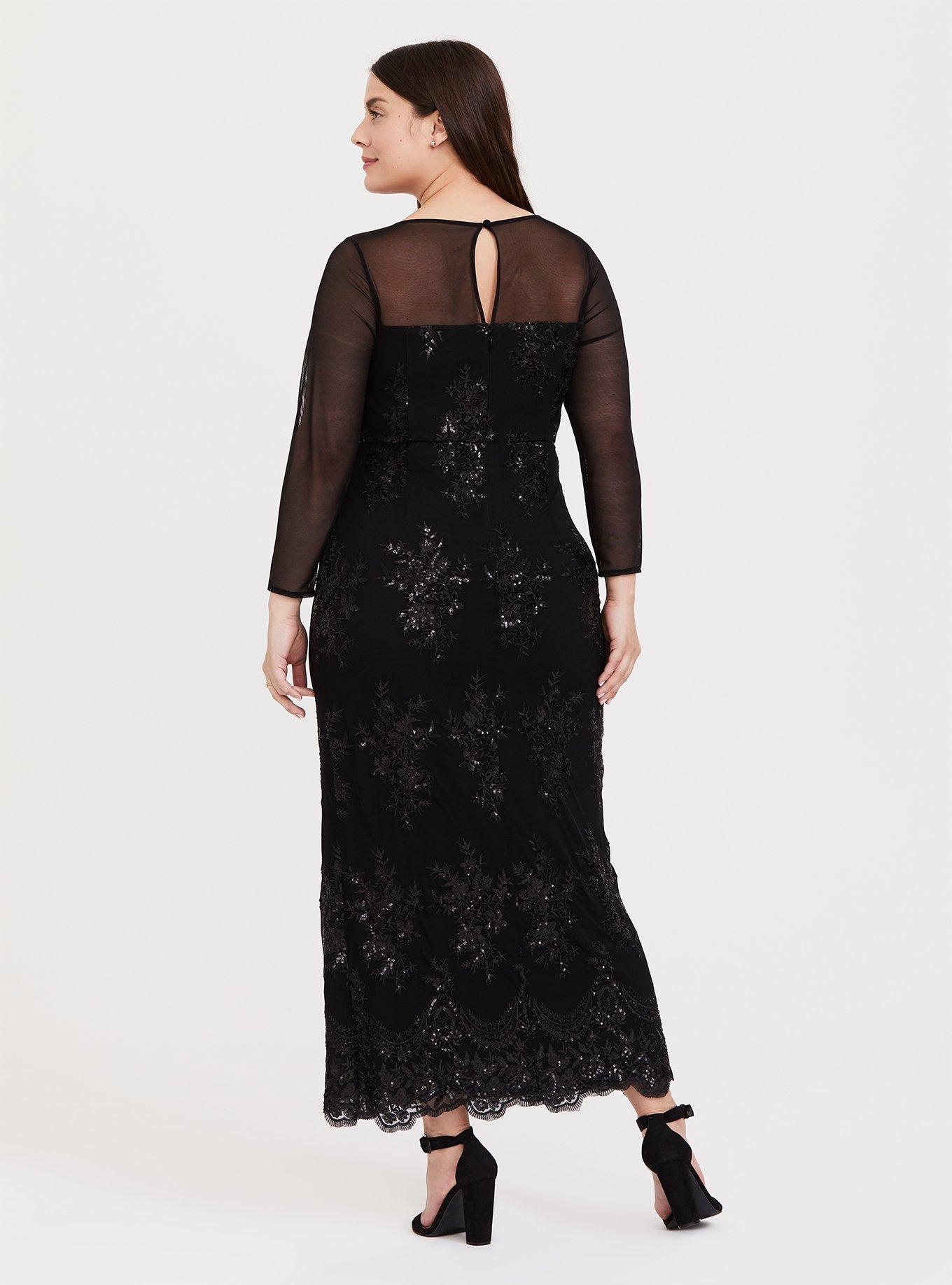 Plus Size - Special Occasion Black Sequin & Mesh Gown - Torrid