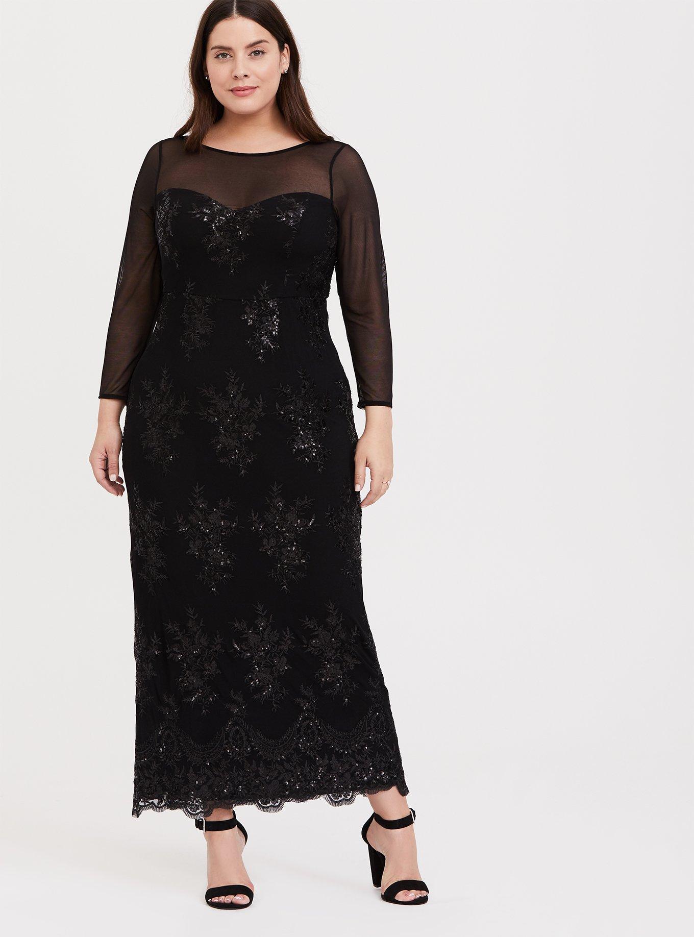 Plus Size - Special Occasion Black Sequin & Mesh Gown - Torrid