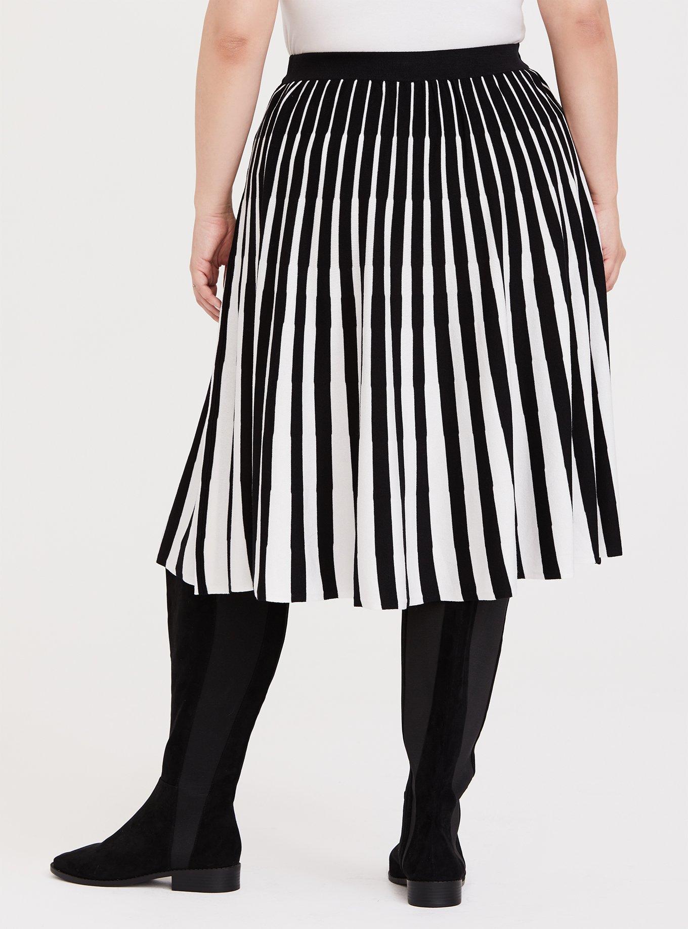 Plus size black outlet and white striped skirt