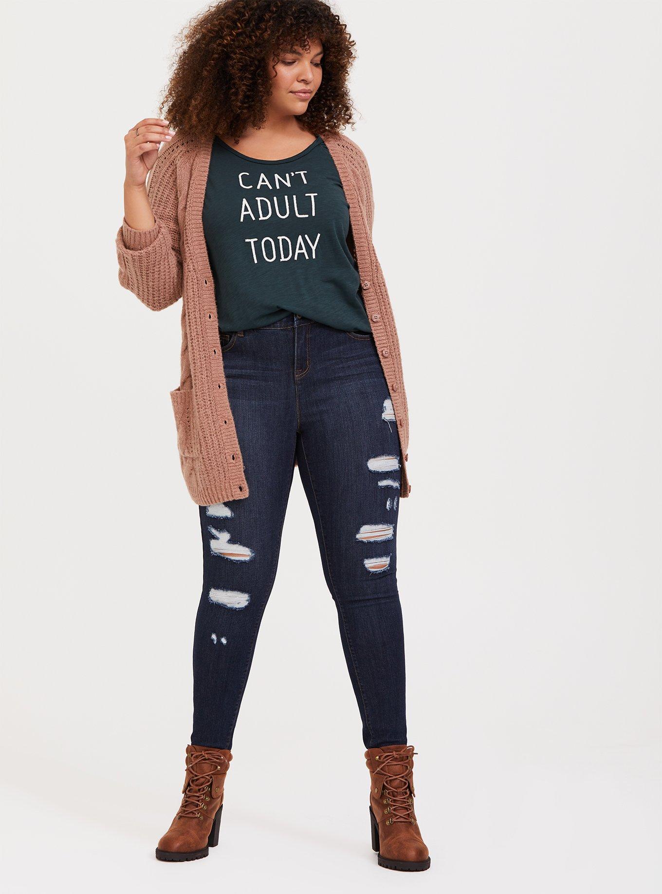 Plus Size Can't Adult Today Green Football Raglan Tee, GREEN GABLES, alternate