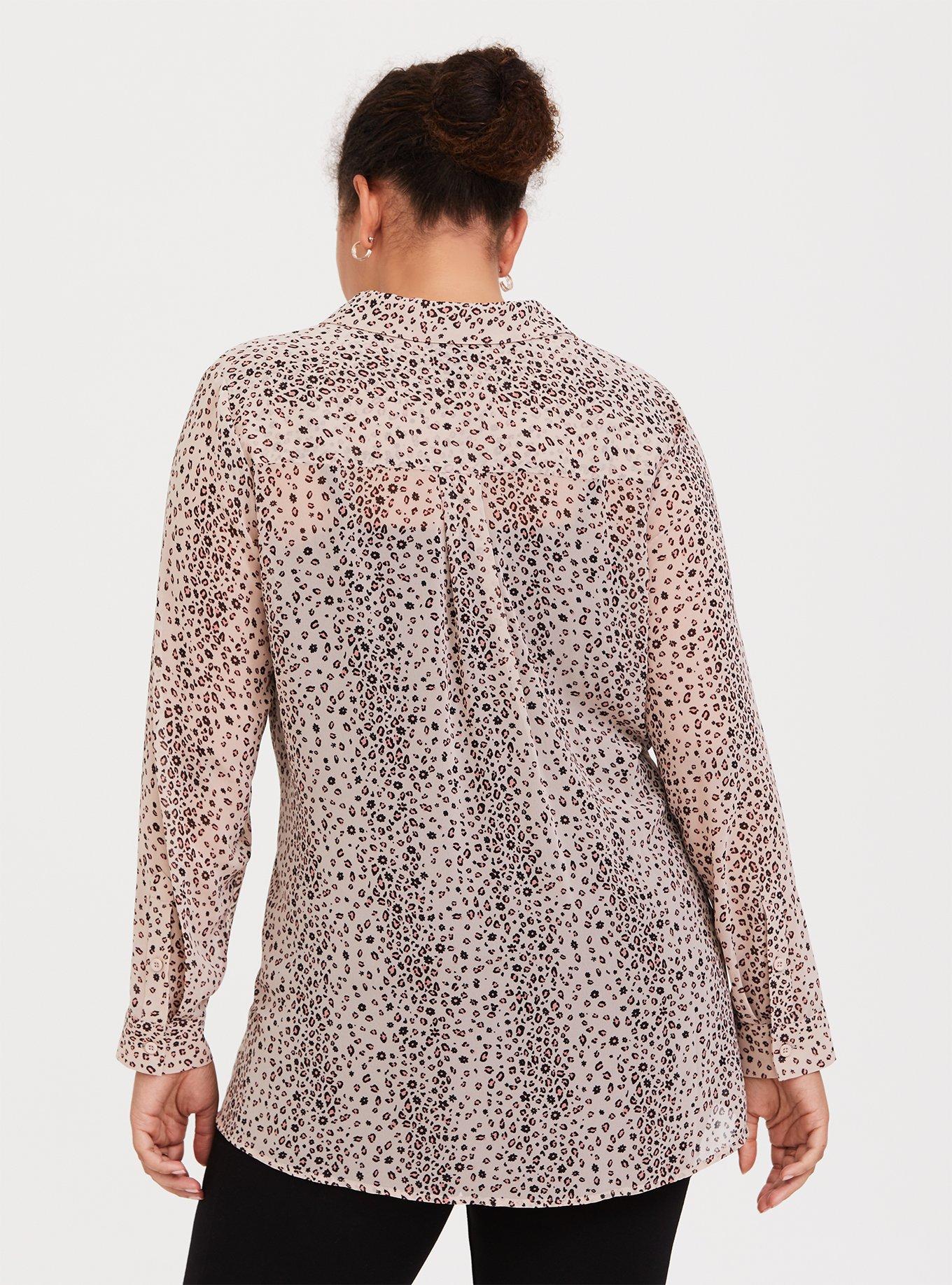 Chiffon Twist Front Tunic Shirt, LEOPARD, alternate