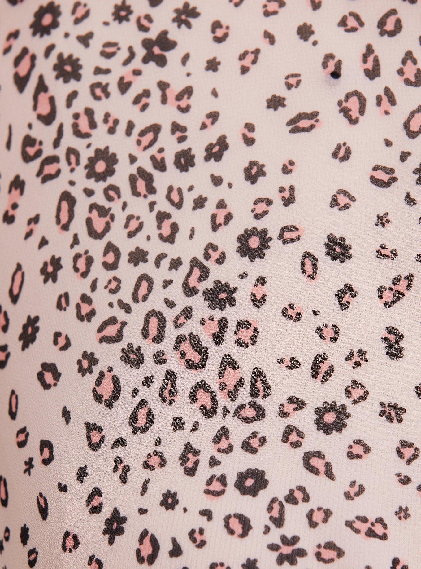 Chiffon Twist Front Tunic Shirt, LEOPARD, alternate