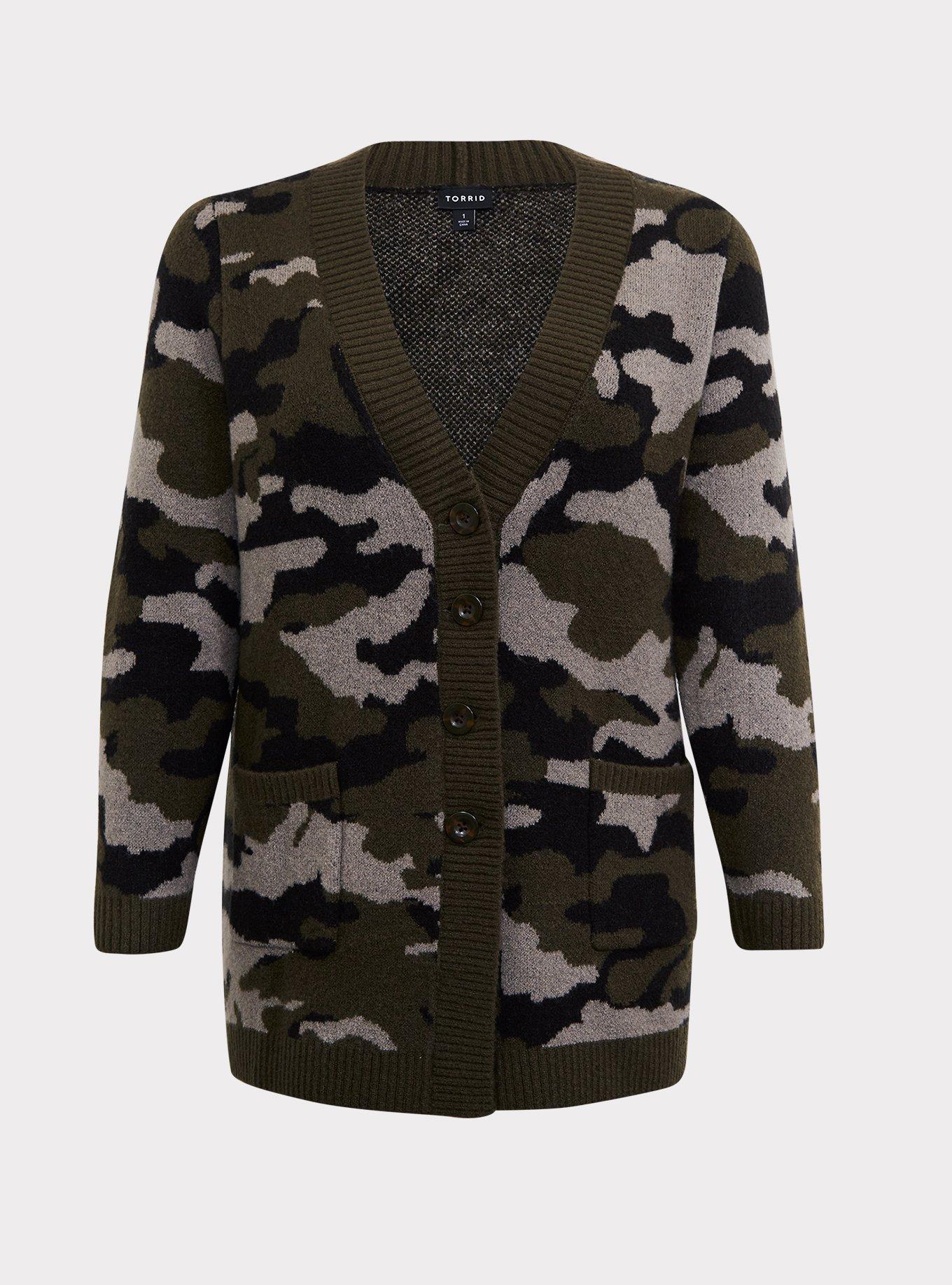 Camo cardigan plus size online