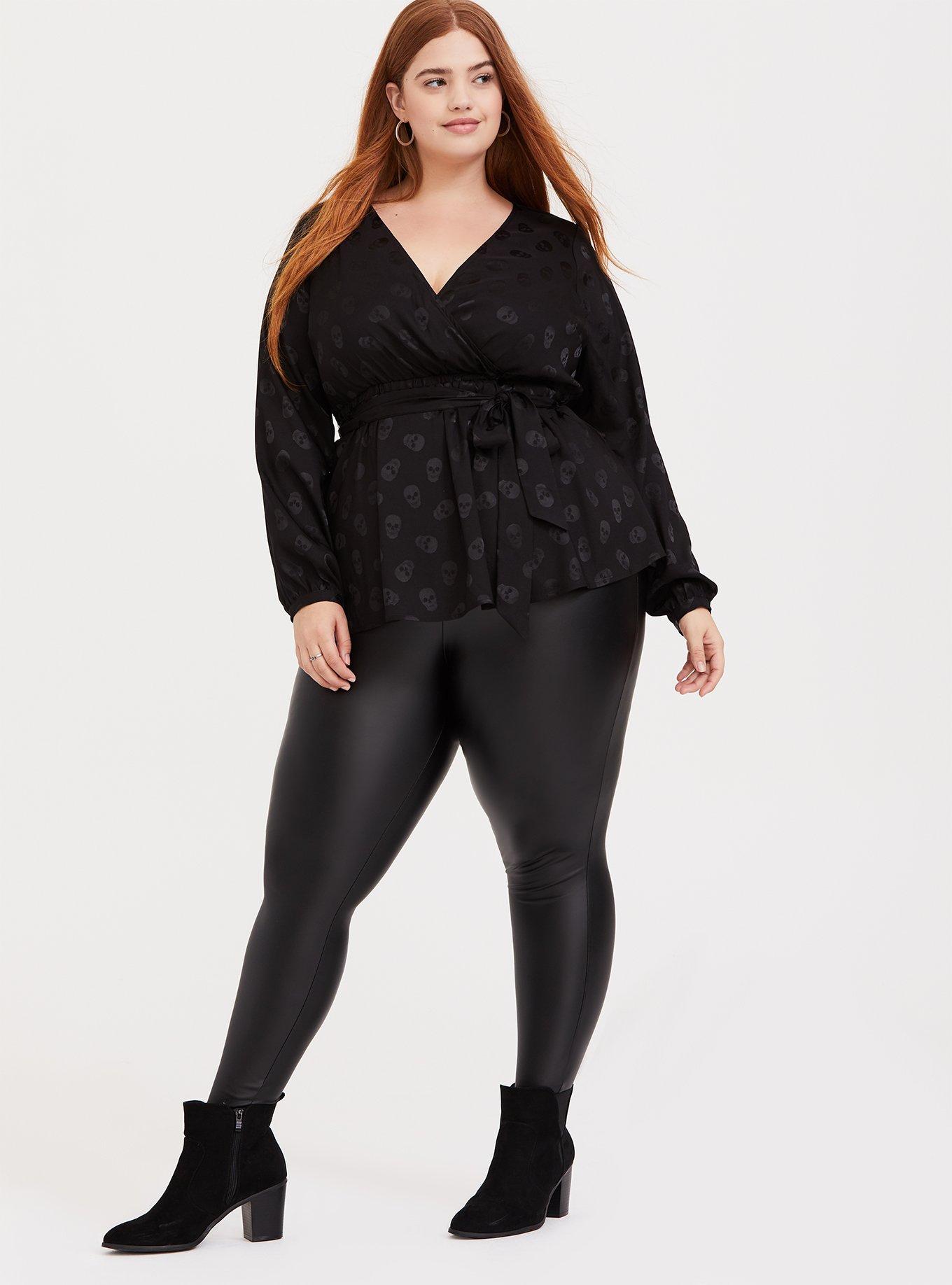 Jacquard Surplice Top, DEEP BLACK, alternate