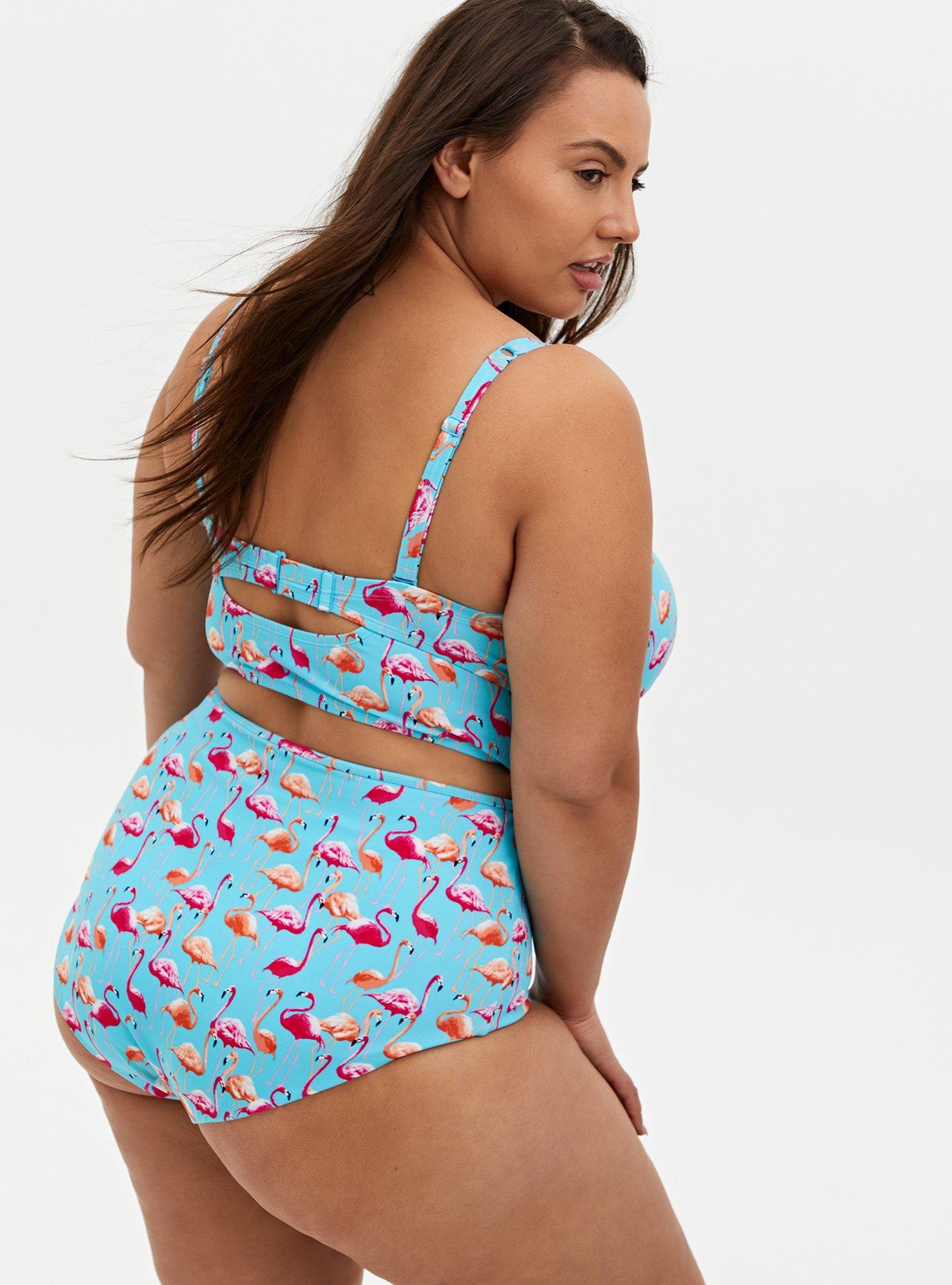 Plus Size Flamingo Print Underwire Tankini Set