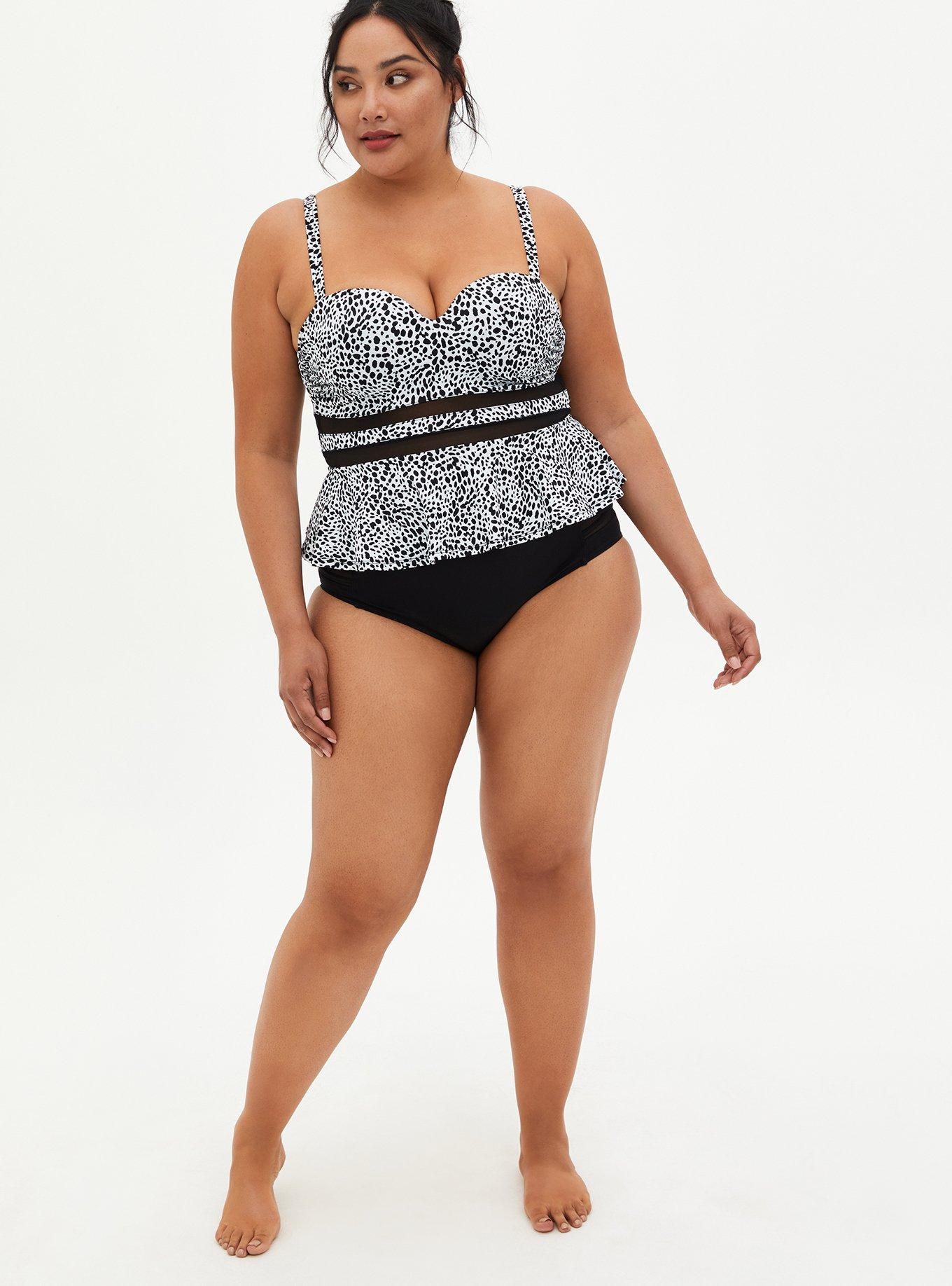 Plus Size - Underwire Mesh Cutout Peplum Tankini - Torrid