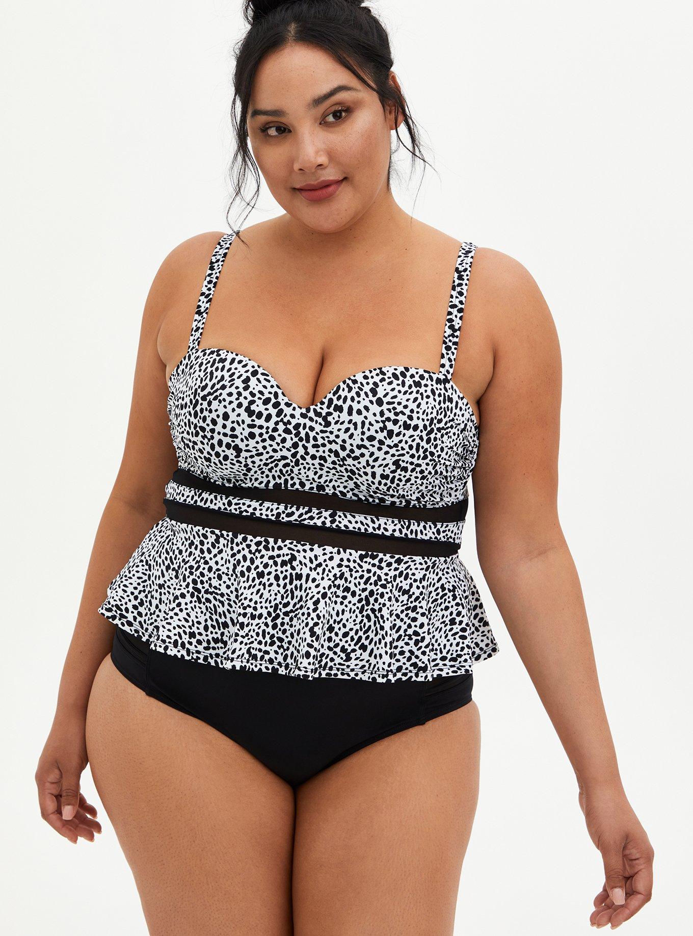 Plus Size Scale Print Peplum Tankini Set