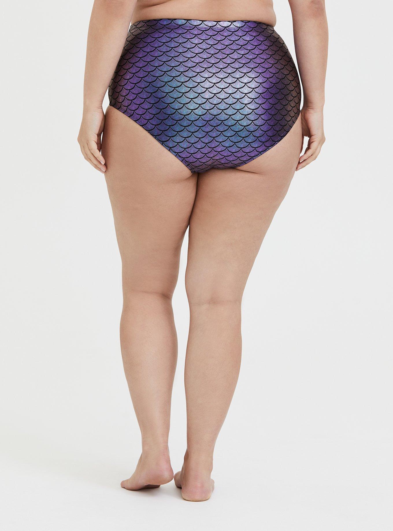 Plus Size Purple Iridescent Mermaid High Waist Swim Bottom, MERMAID SCALES, alternate