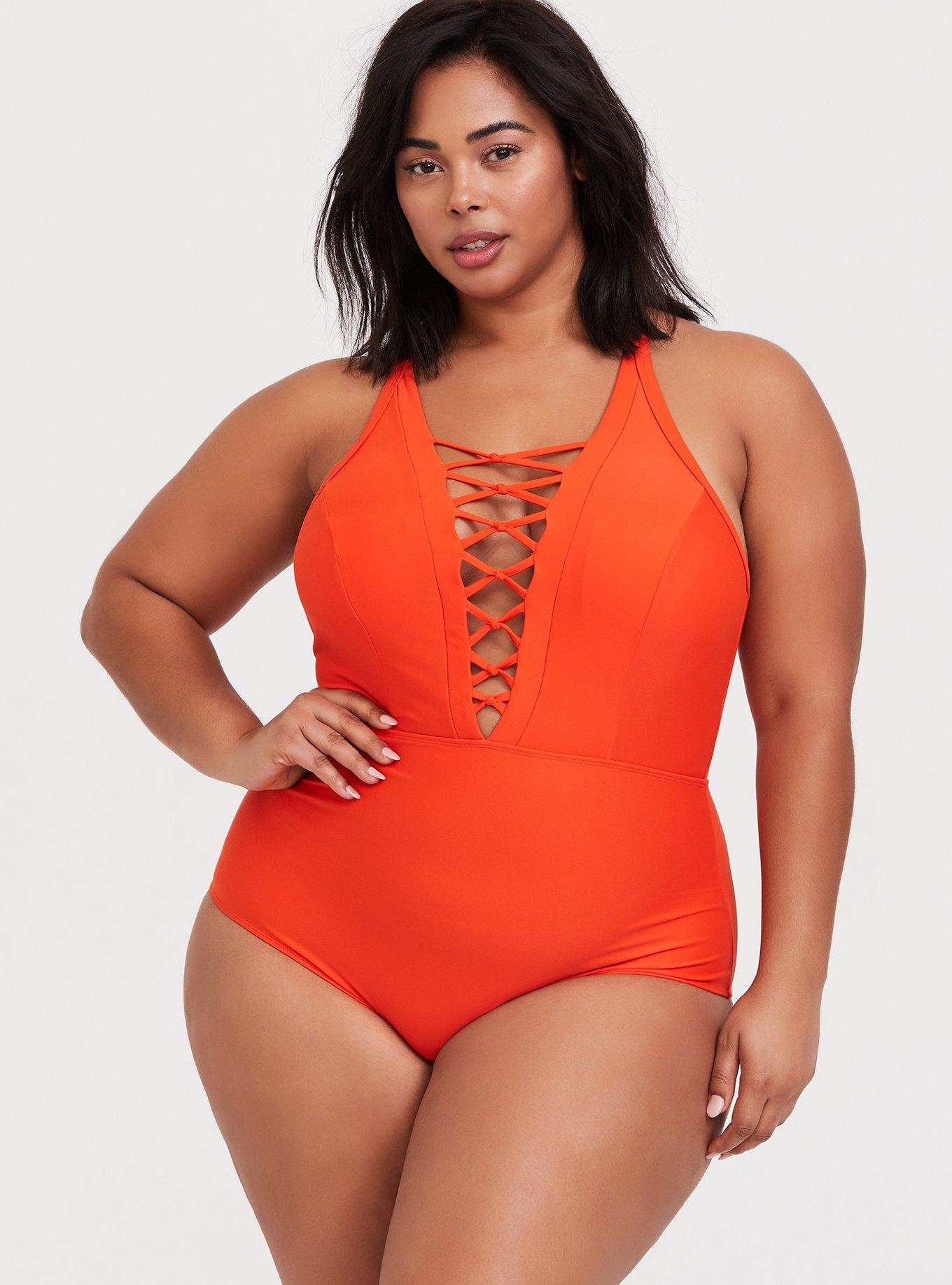 Wireless Strappy Front One Piece Swimsuit