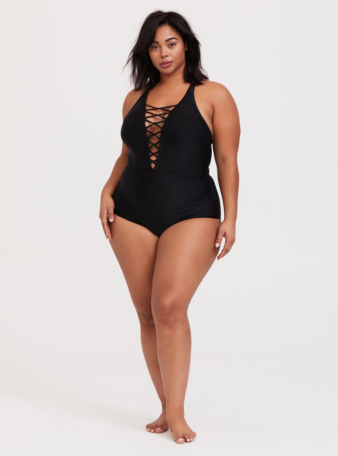 Plus Size Wireless Strappy Front One Piece Swimsuit Torrid