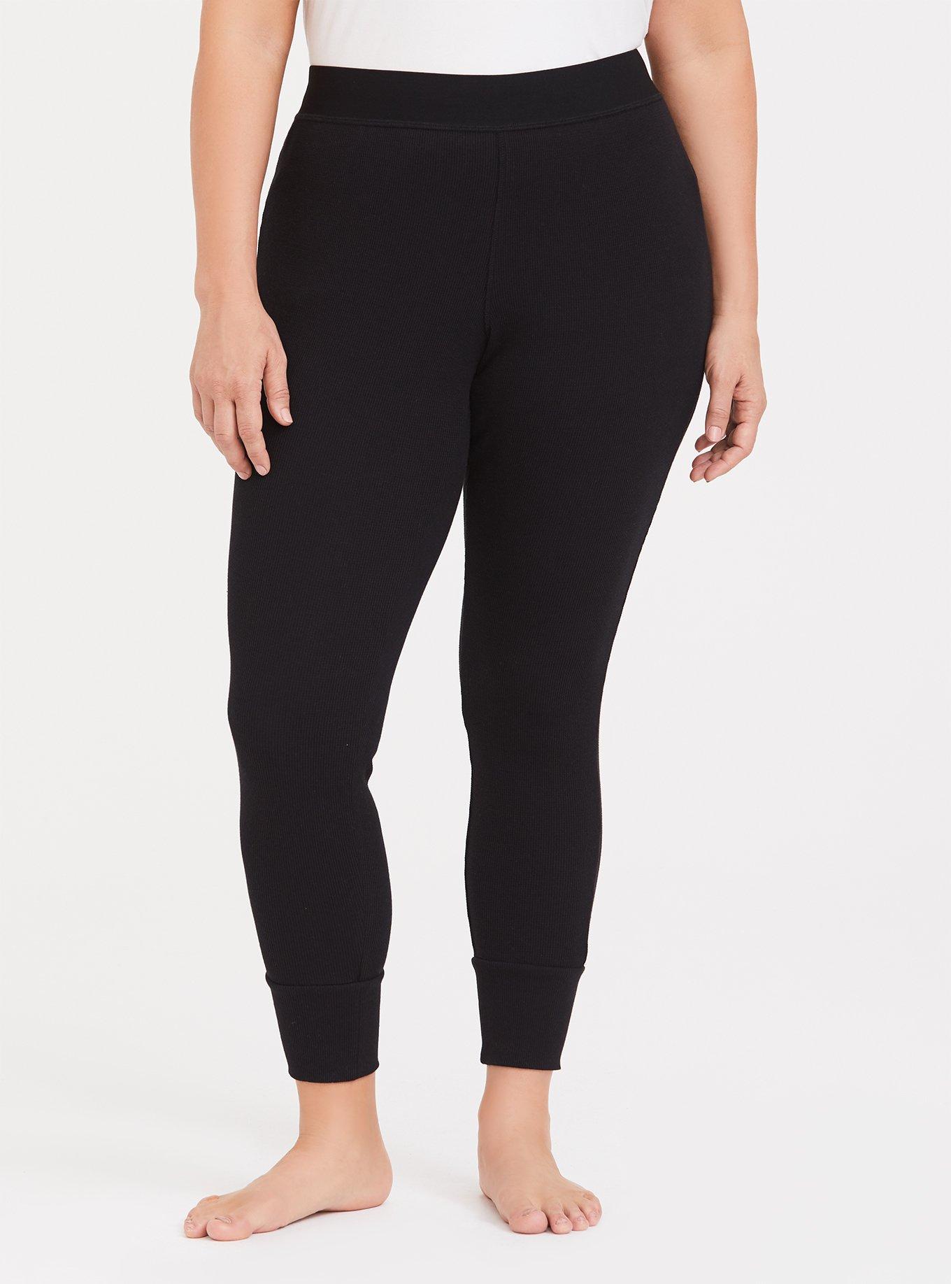 Waffle Crop Sleep Legging, DEEP BLACK, alternate