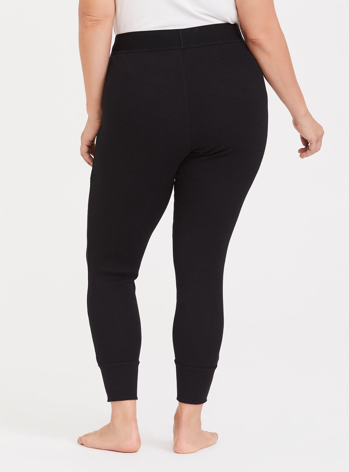 Waffle Crop Sleep Legging, DEEP BLACK, alternate