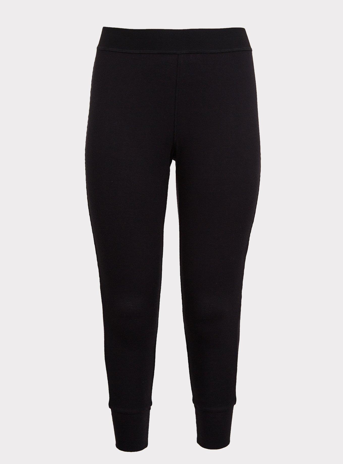 Waffle Crop Sleep Legging, DEEP BLACK, hi-res