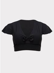 Wireless Flutter Sleeve Bikini Top, DEEP BLACK, hi-res