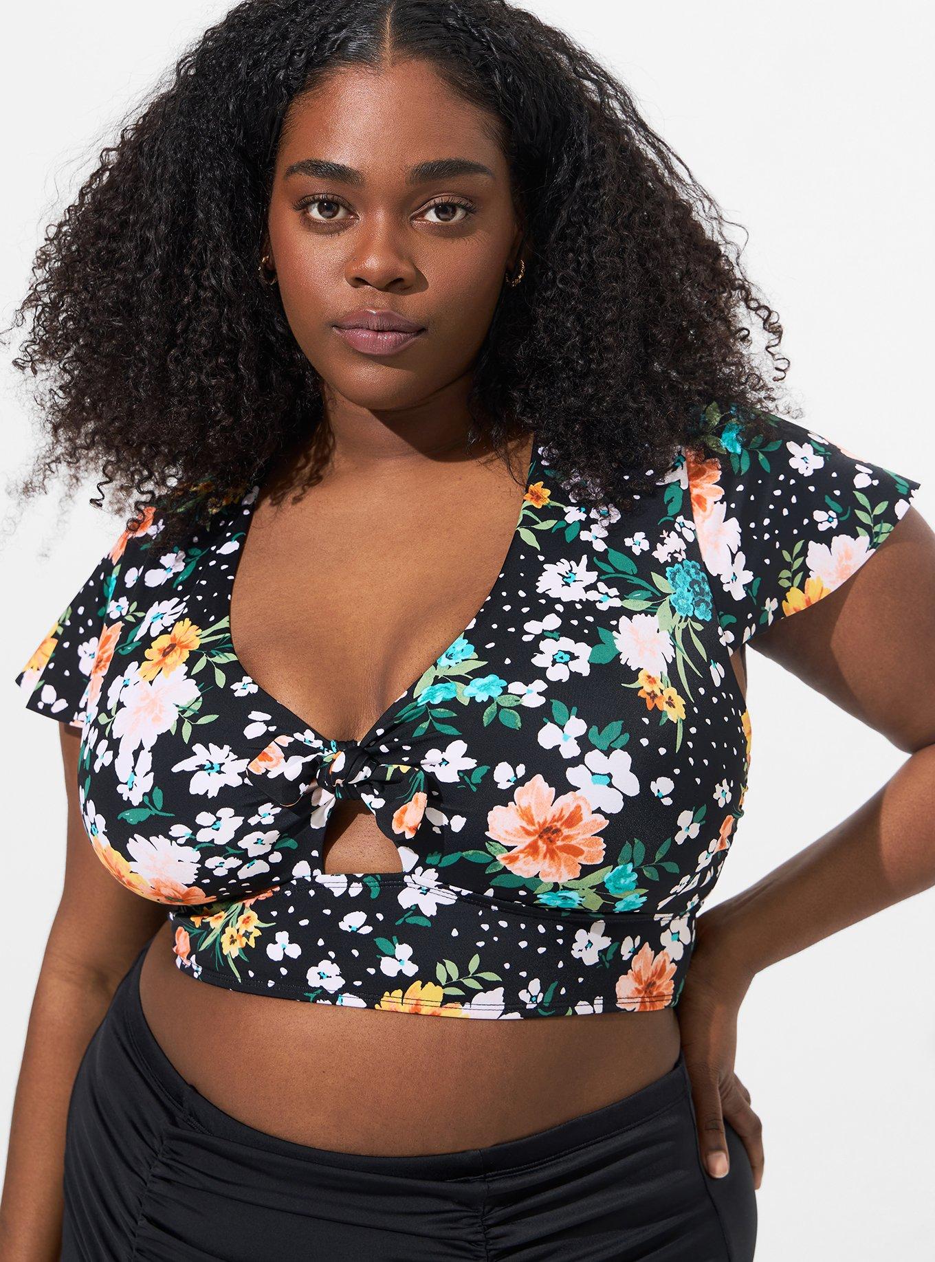 Plus Size - Retro Wireless Flutter Sleeve Bikini Top - Torrid