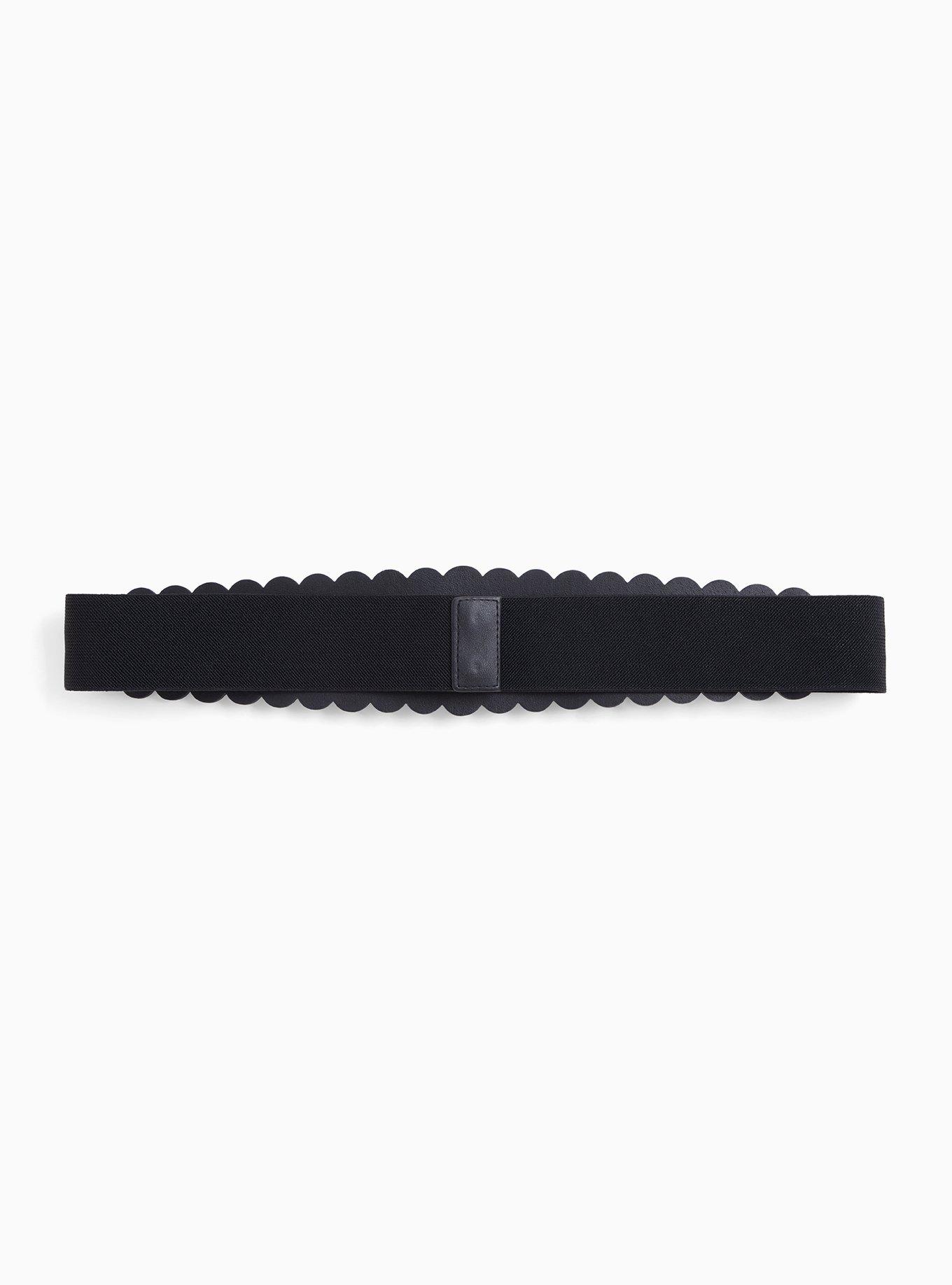 Black Faux Leather & Stretch Bow Belt, BLACK, alternate