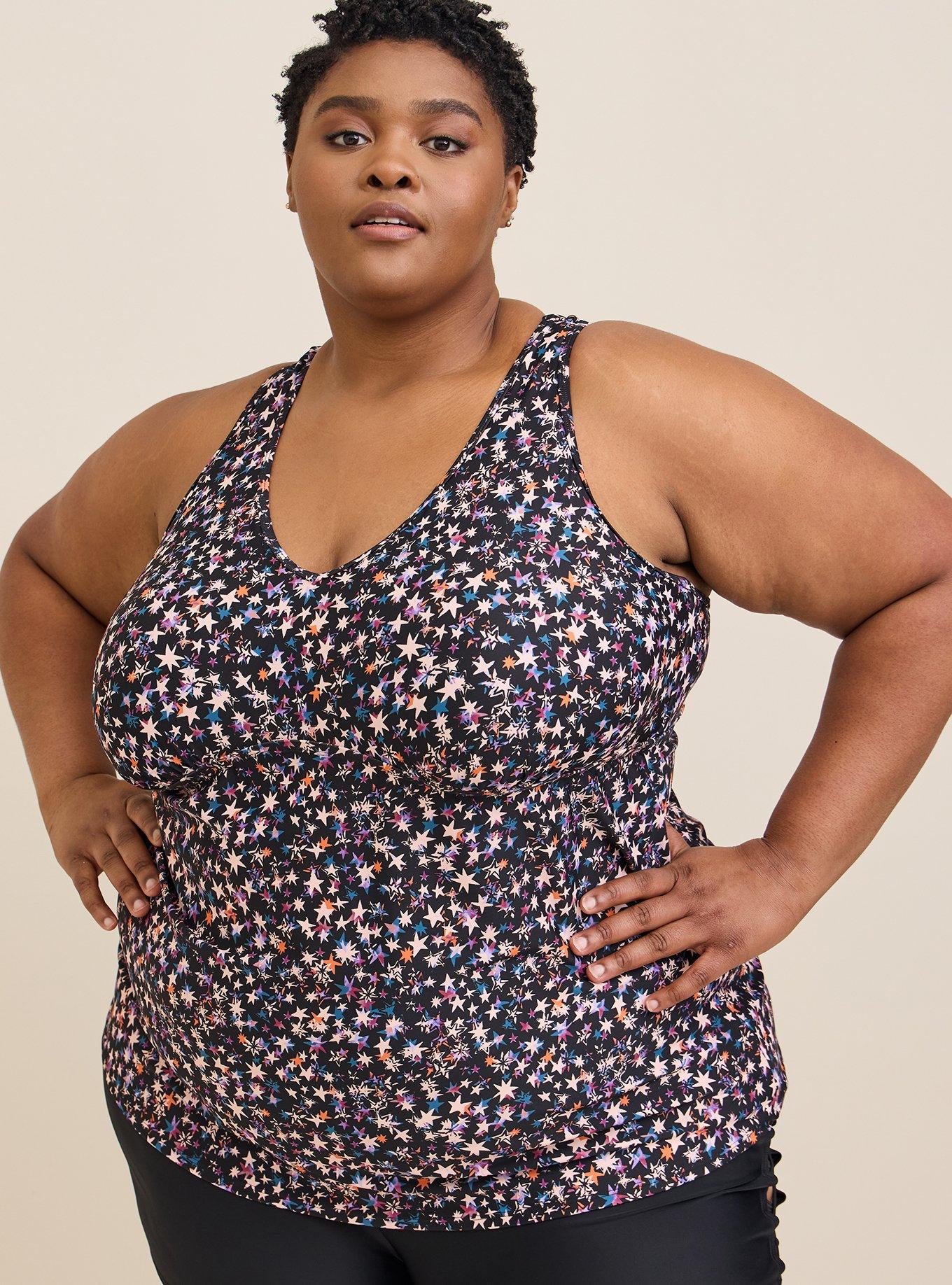 Wireless Racerback Tankini, SCATTERED STARLIGHT BLACK, hi-res