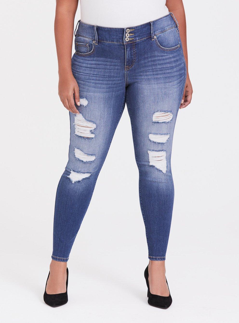 Jeggings Torrid Noir Délavés Avec Genoux Déchirés – Taille 12, Stretch, Neufs Avec étiquette