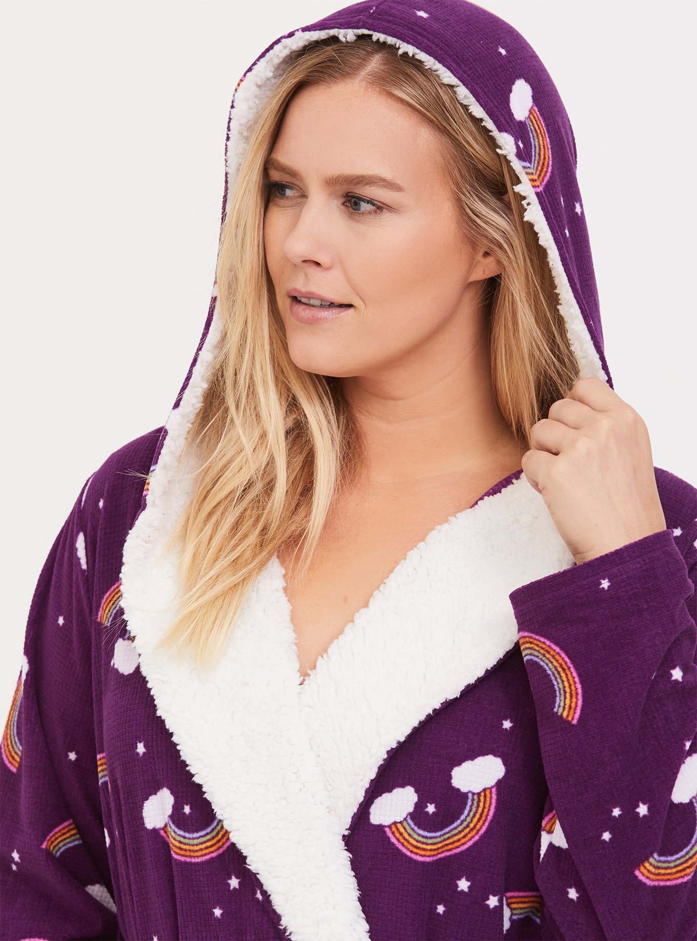 Plus Size - Purple Rainbow Waffle Fleece Sleep Robe - Torrid