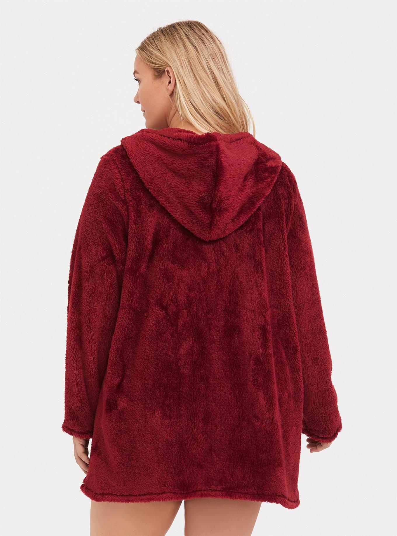 Plus Size Dark Red Fuzzy Sleep Robe Torrid