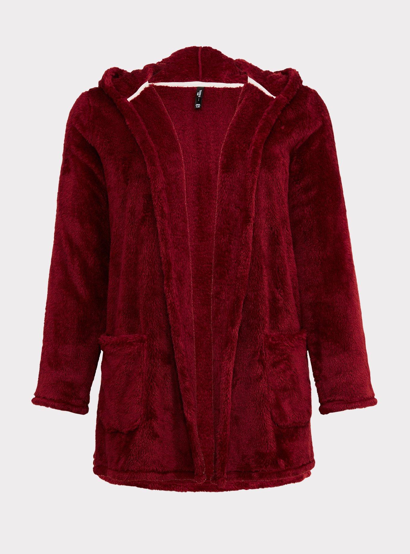 Plus Size Dark Red Fuzzy Sleep Robe Torrid