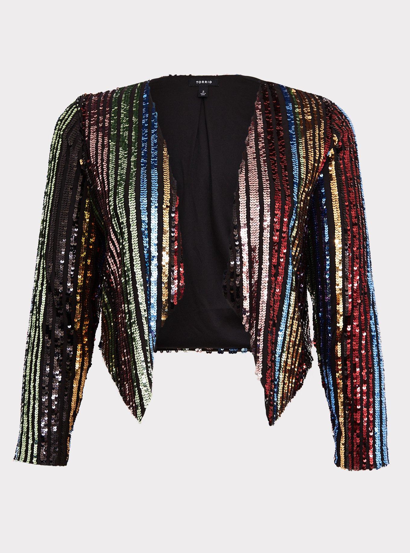 Womens Rainbow Sequin Zip Up Bomber Jacket Long Sleeve Multicolored Coat  Jacket, Rainbow, 12-14 : : Clothing, Shoes & Accessories