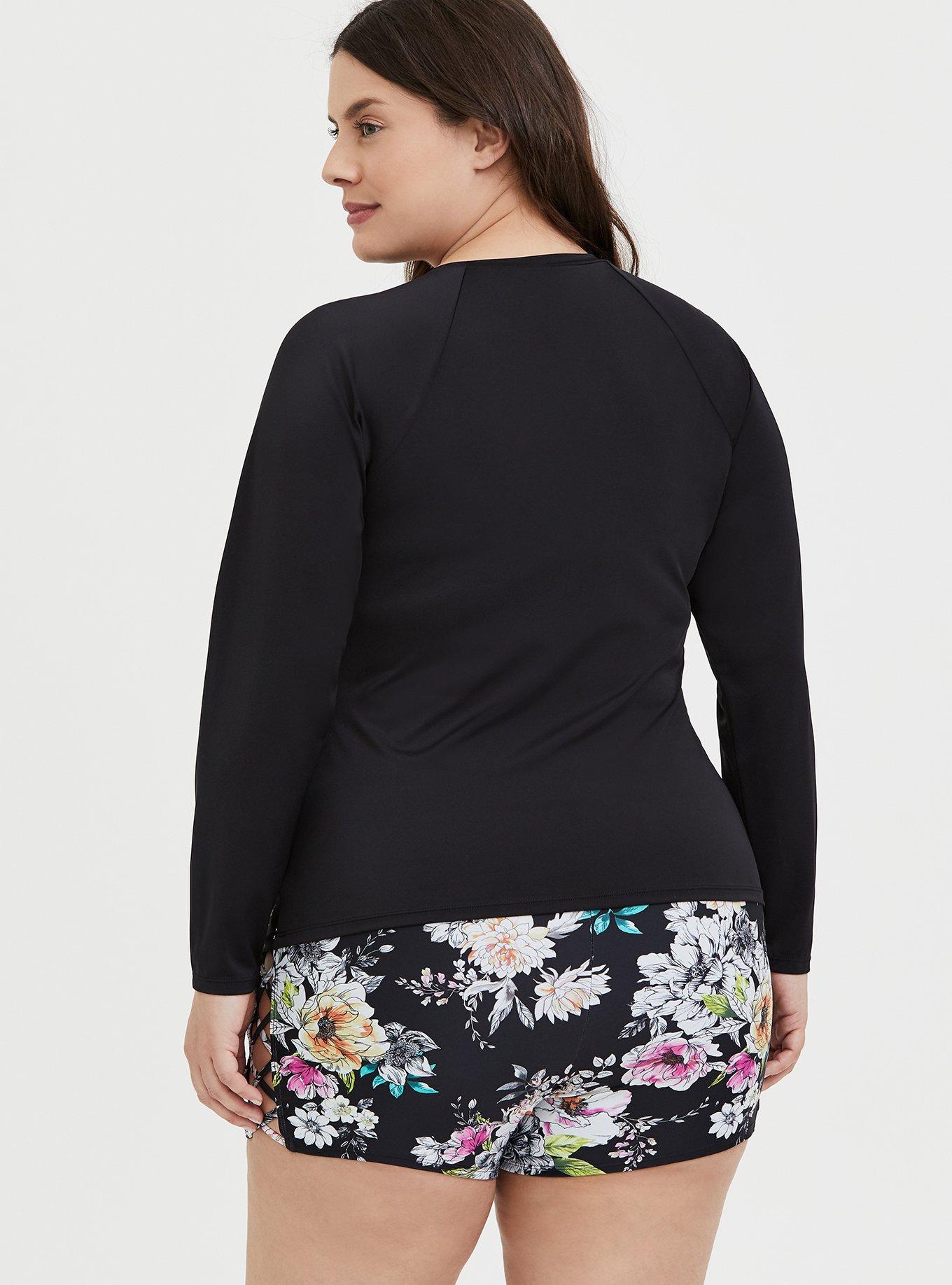 Plus Size - Leaves Print Active Swim Shirt - Torrid