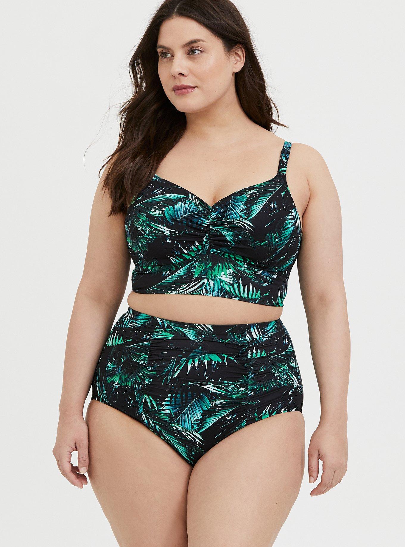 Torrid Women's Green Palm Cutout Mesh One Piece Swimsuit size 0